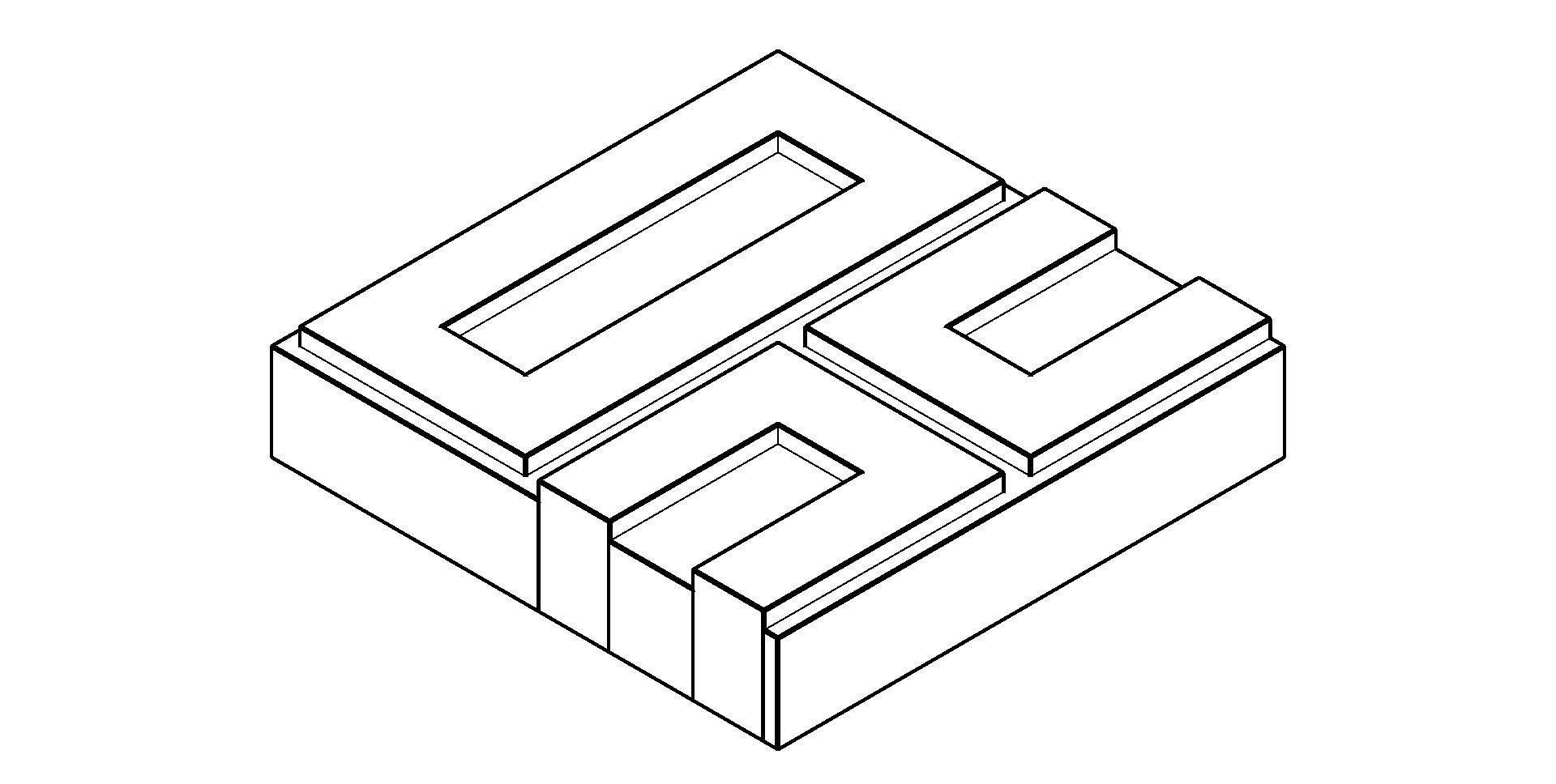 Rectangular Hollow Core Pavers Half Step 3D model_4