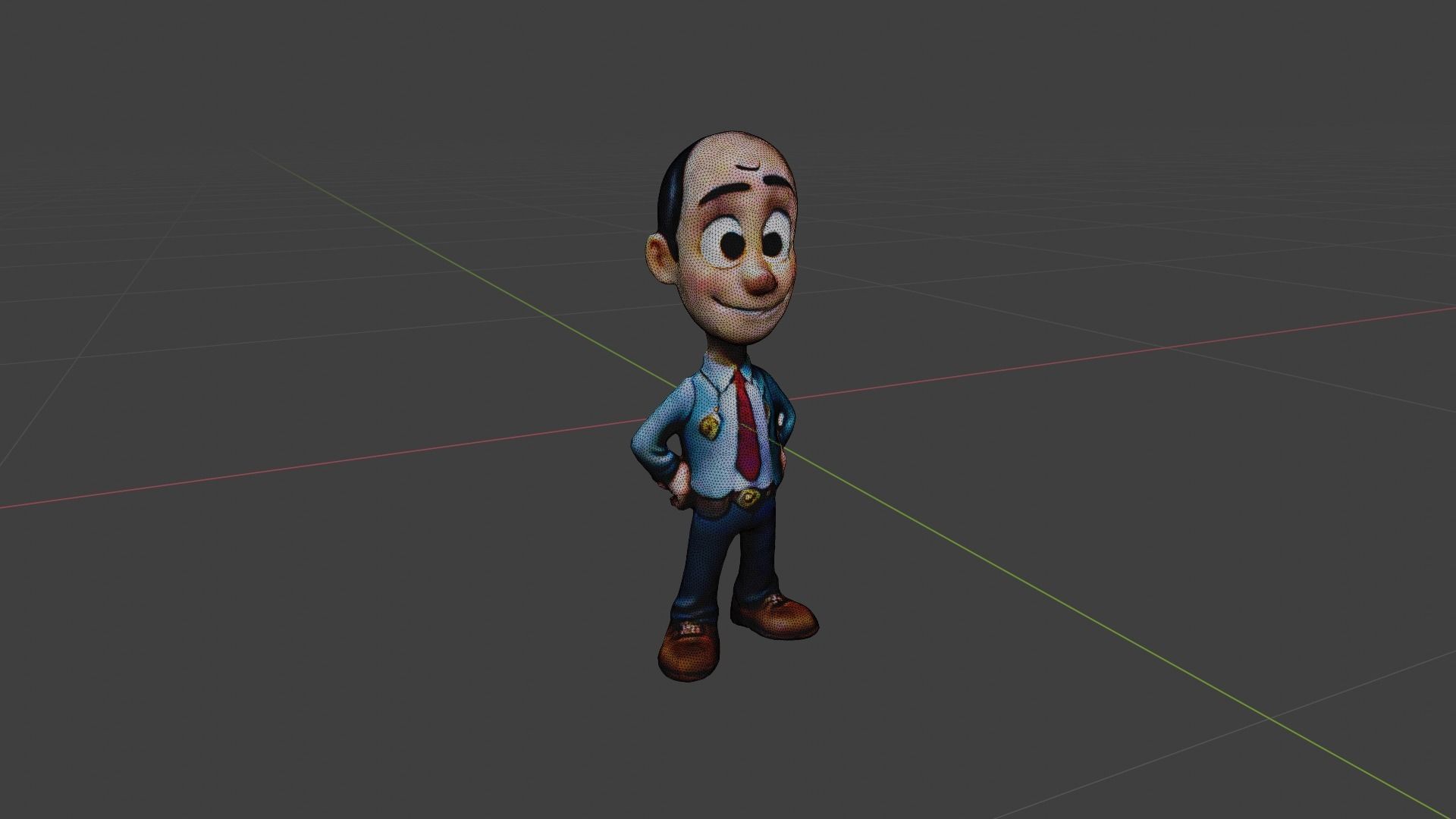 Bald Old Man Low-poly 3D model_6