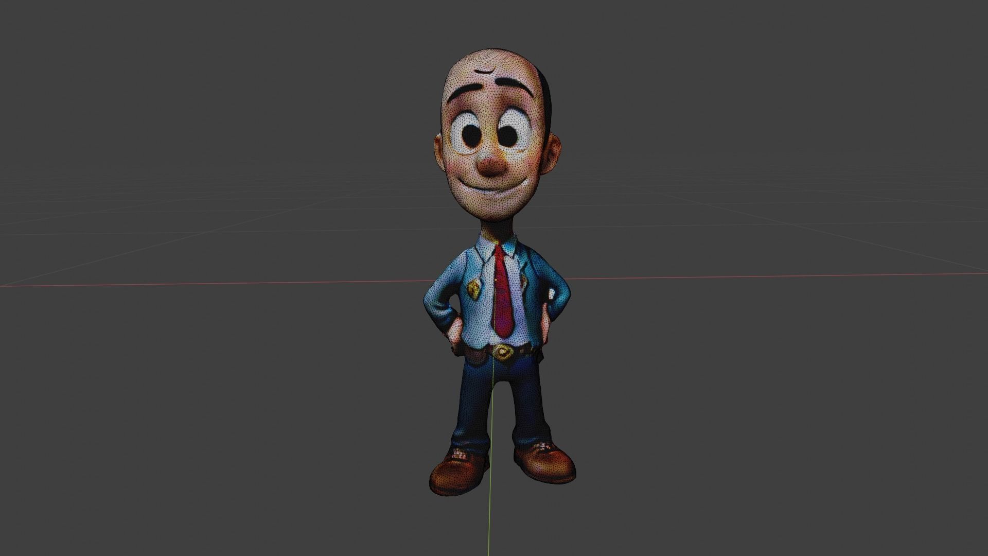 Bald Old Man Low-poly 3D model_7