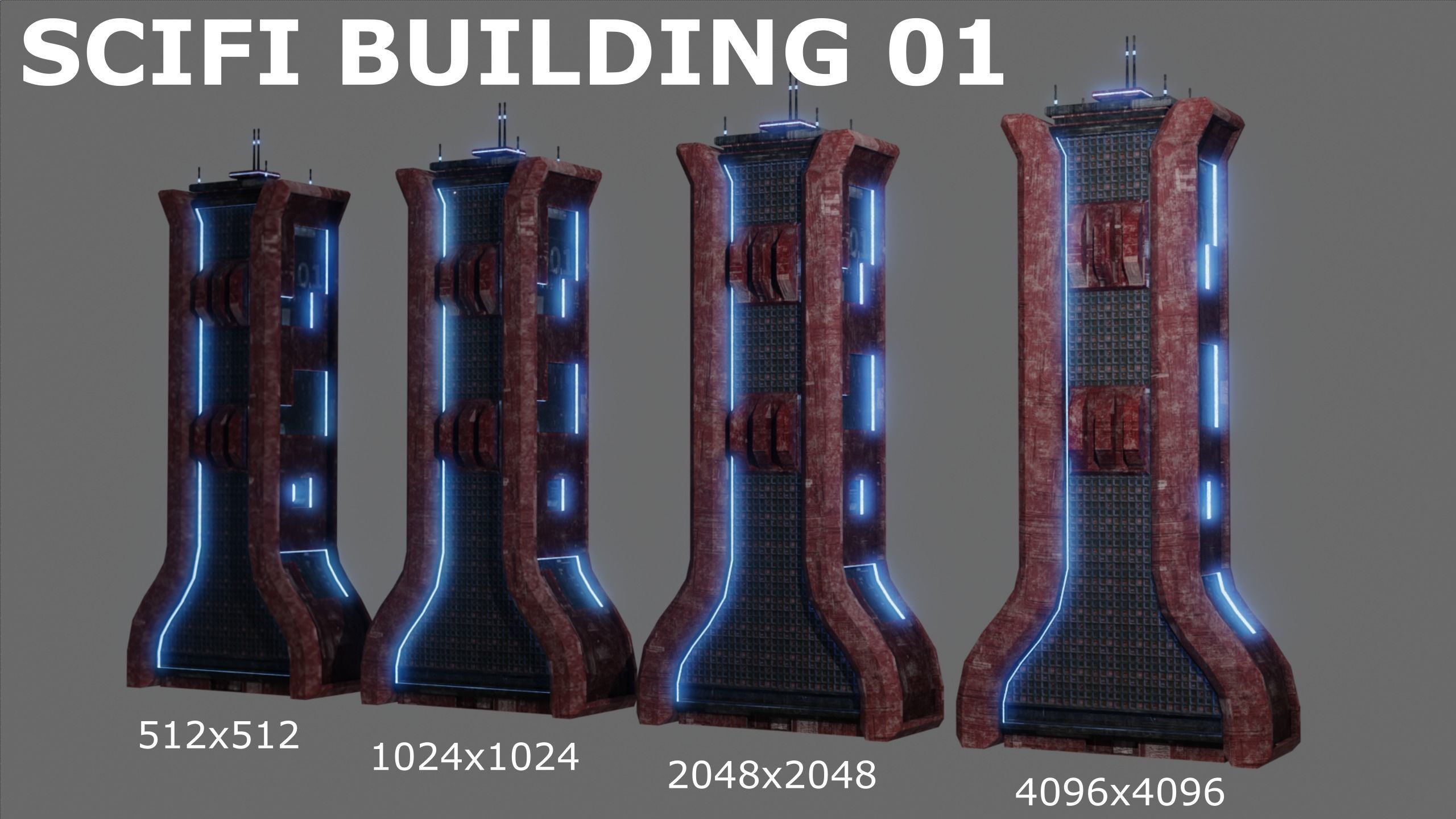 SciFi Cyberpunk Building 01 Low-poly 3D model_1