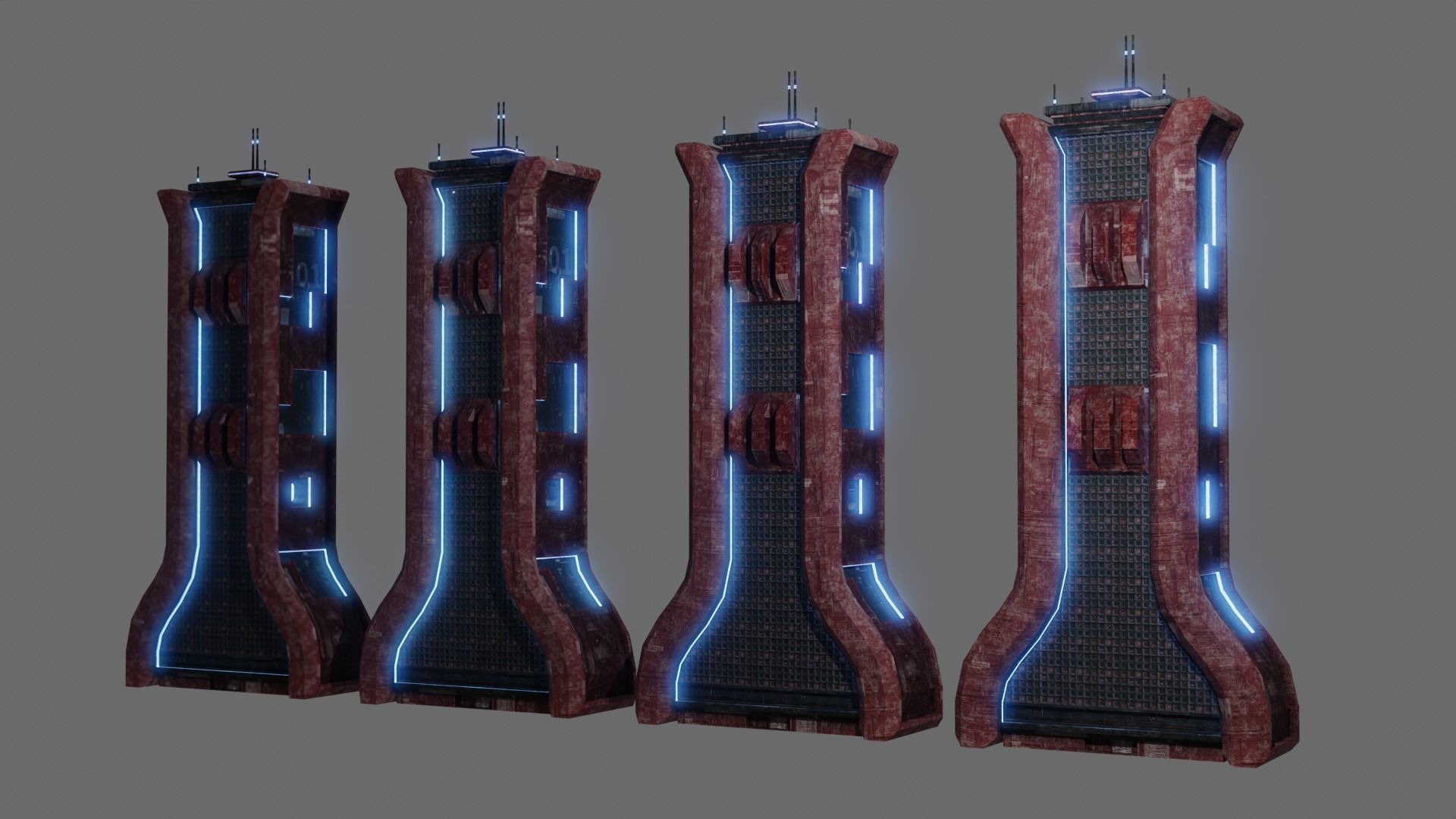 SciFi Cyberpunk Building 01 Low-poly 3D model_2