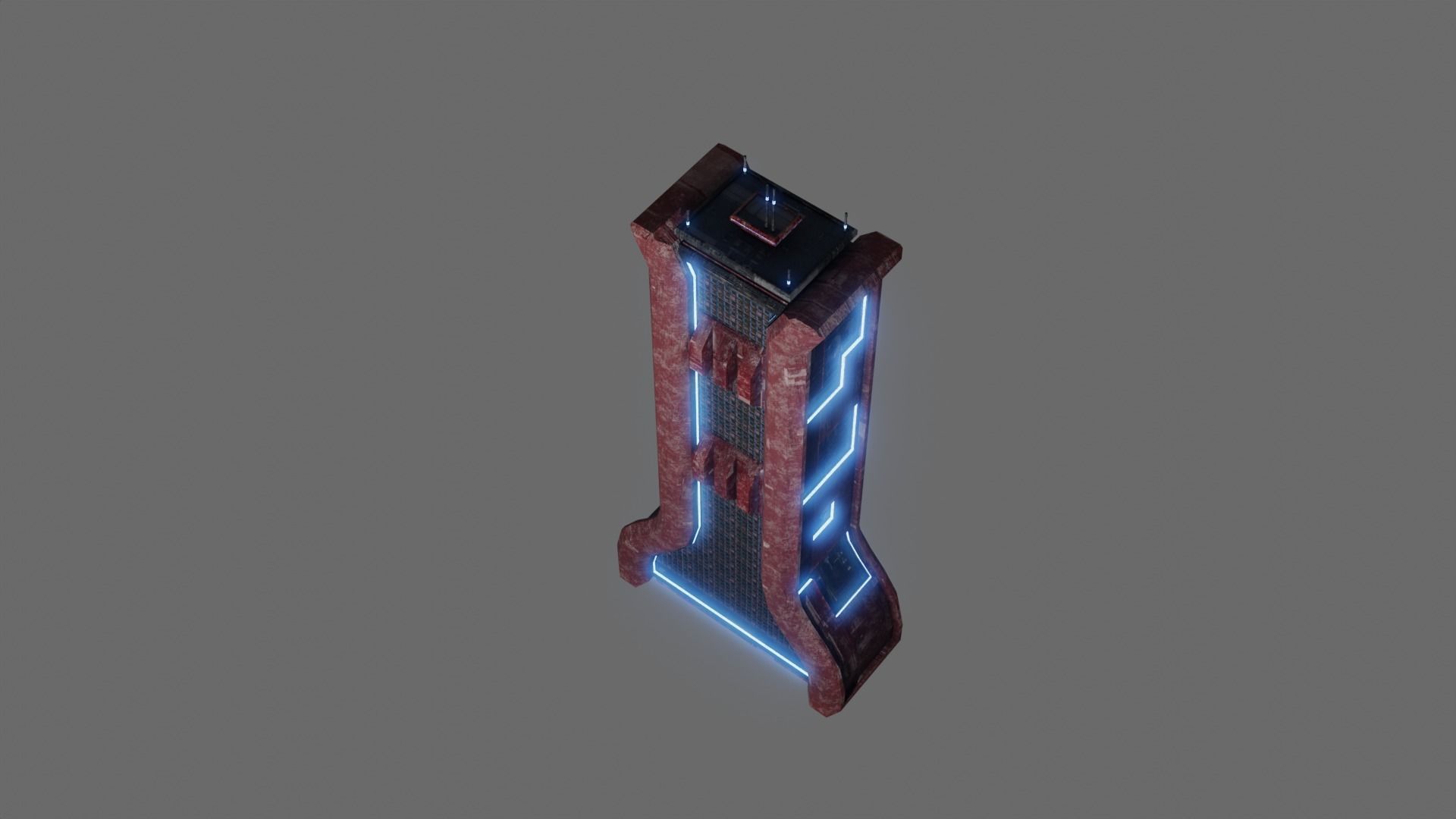 SciFi Cyberpunk Building 01 Low-poly 3D model_6