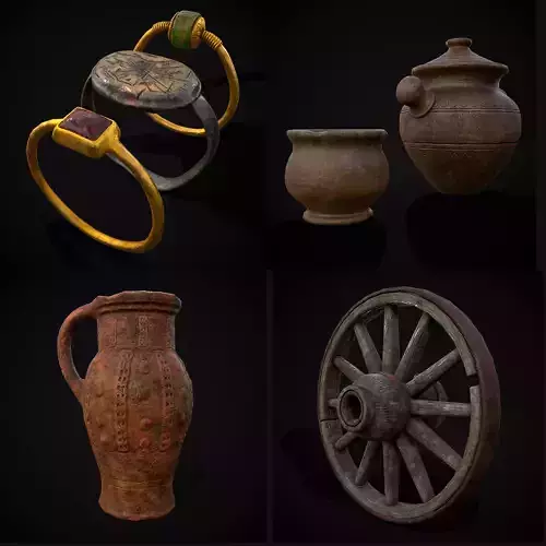 Medieval Prop Mix Fifty Seven 3D Model Collection