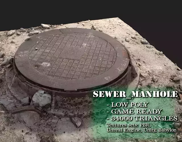 Sewer Manhole Low-poly 3D model
