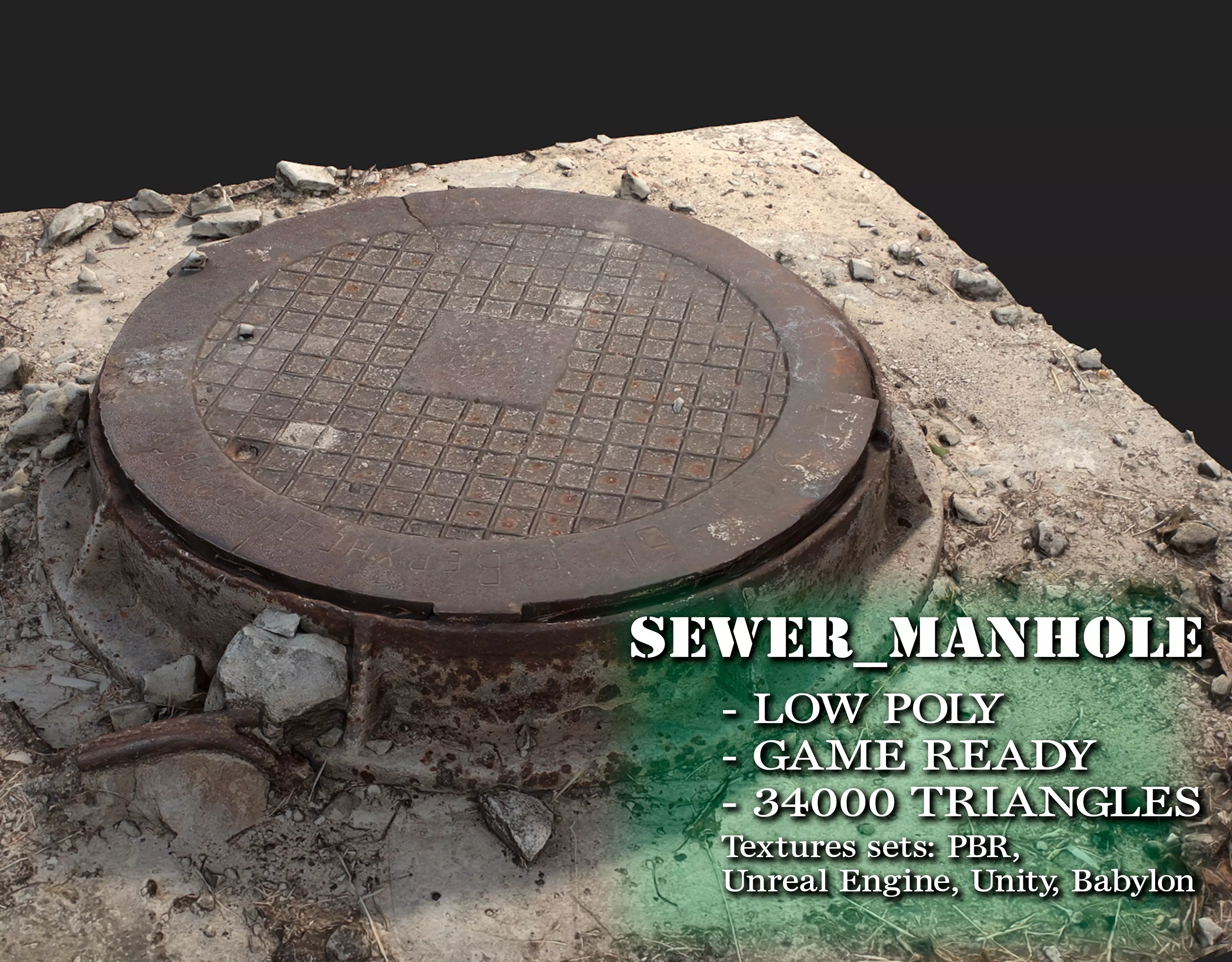 Sewer Manhole Low-poly 3D model_0