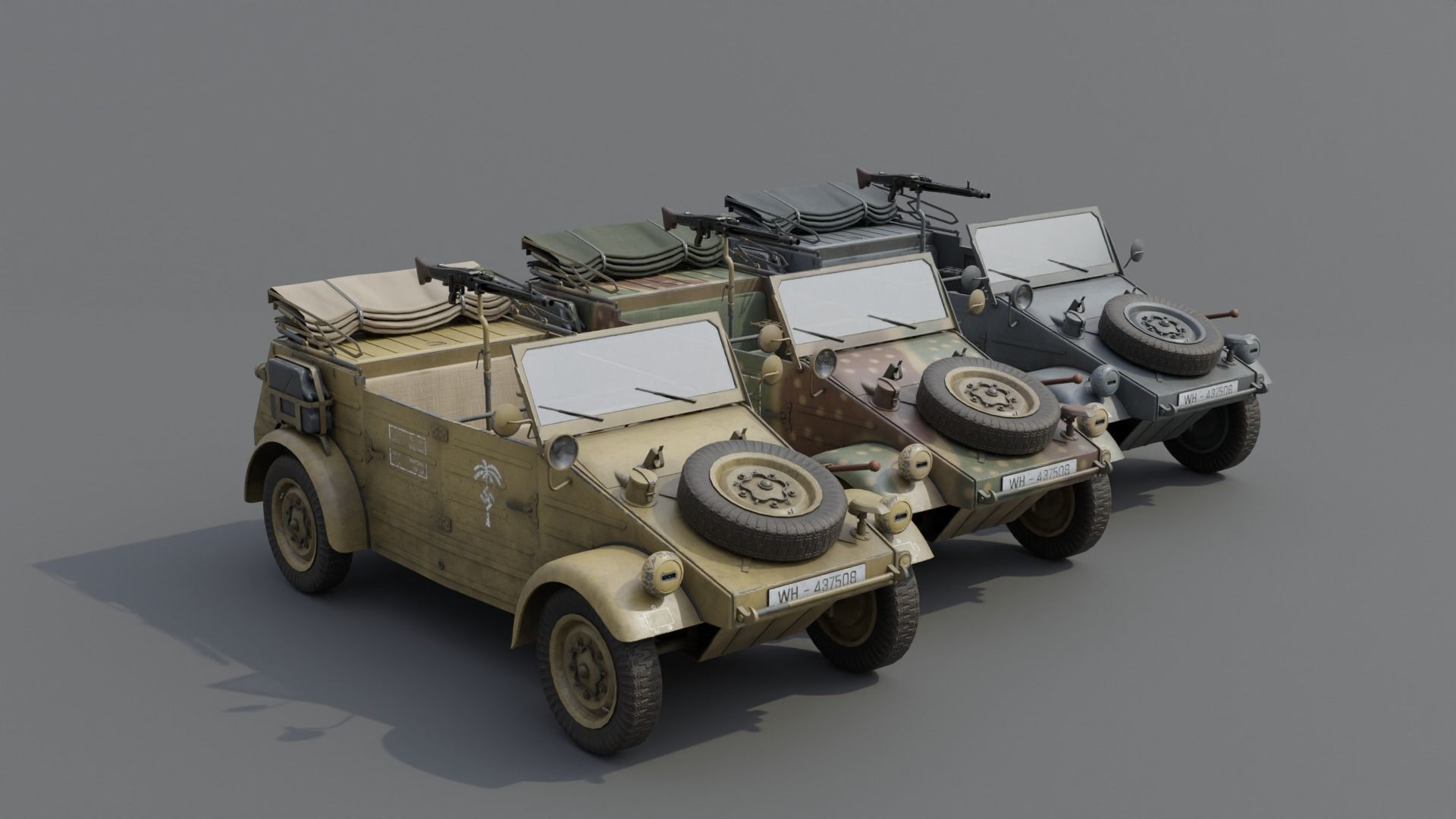 VW type 82 Kubelwagen Low-poly 3D model_4