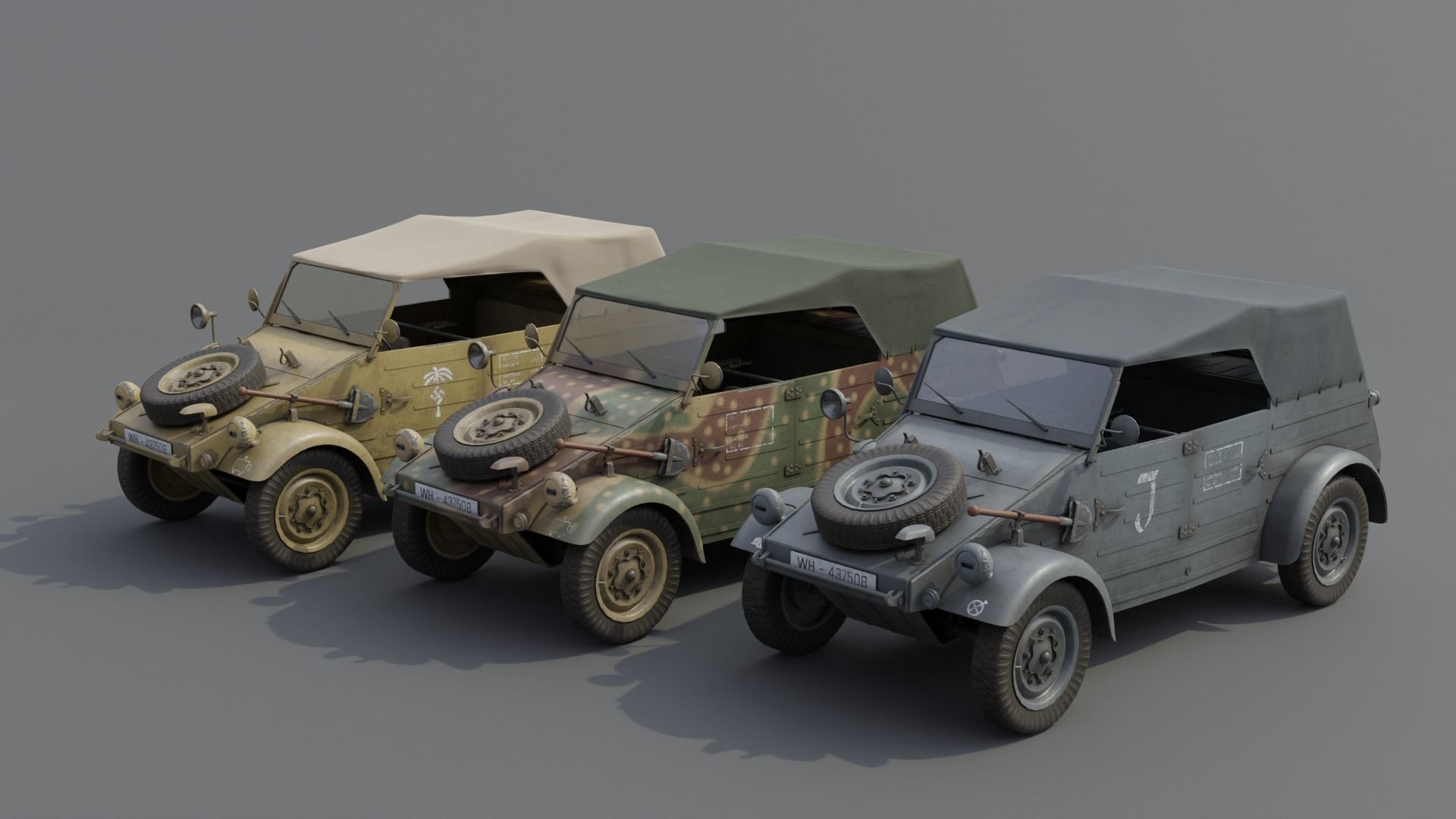 VW type 82 Kubelwagen Low-poly 3D model_7