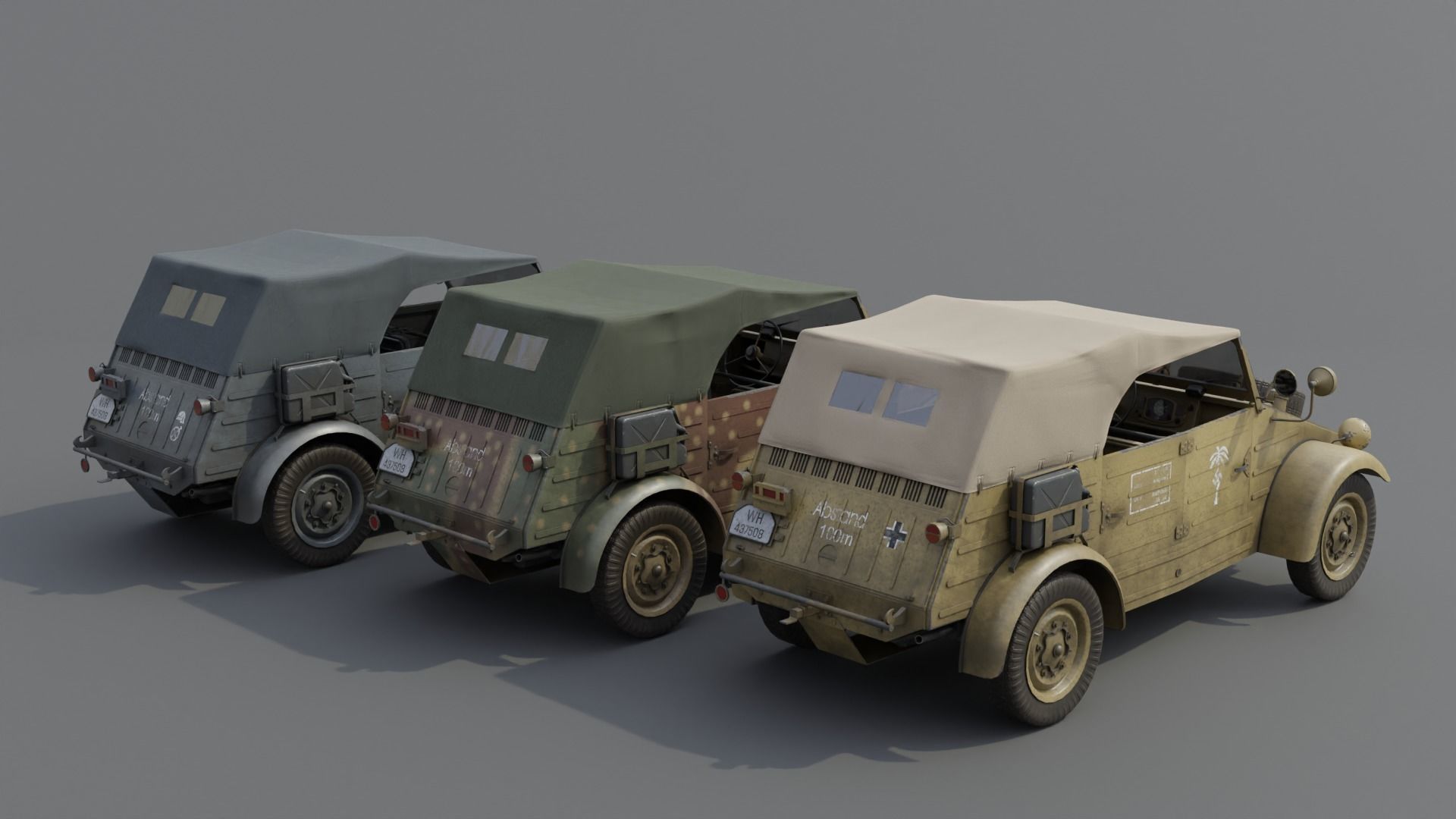 VW type 82 Kubelwagen Low-poly 3D model_8