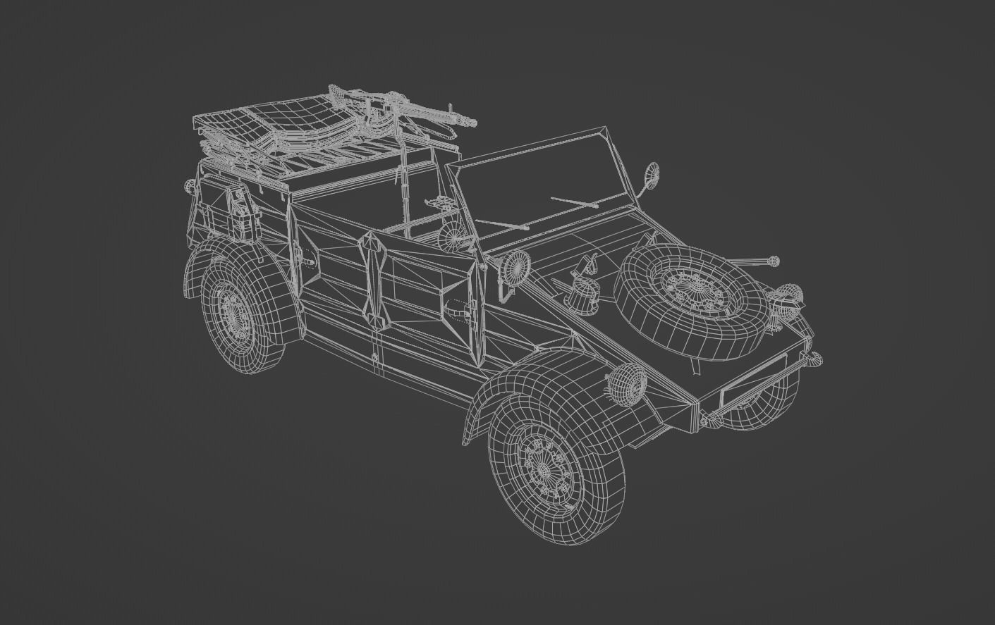 VW type 82 Kubelwagen Low-poly 3D model_14