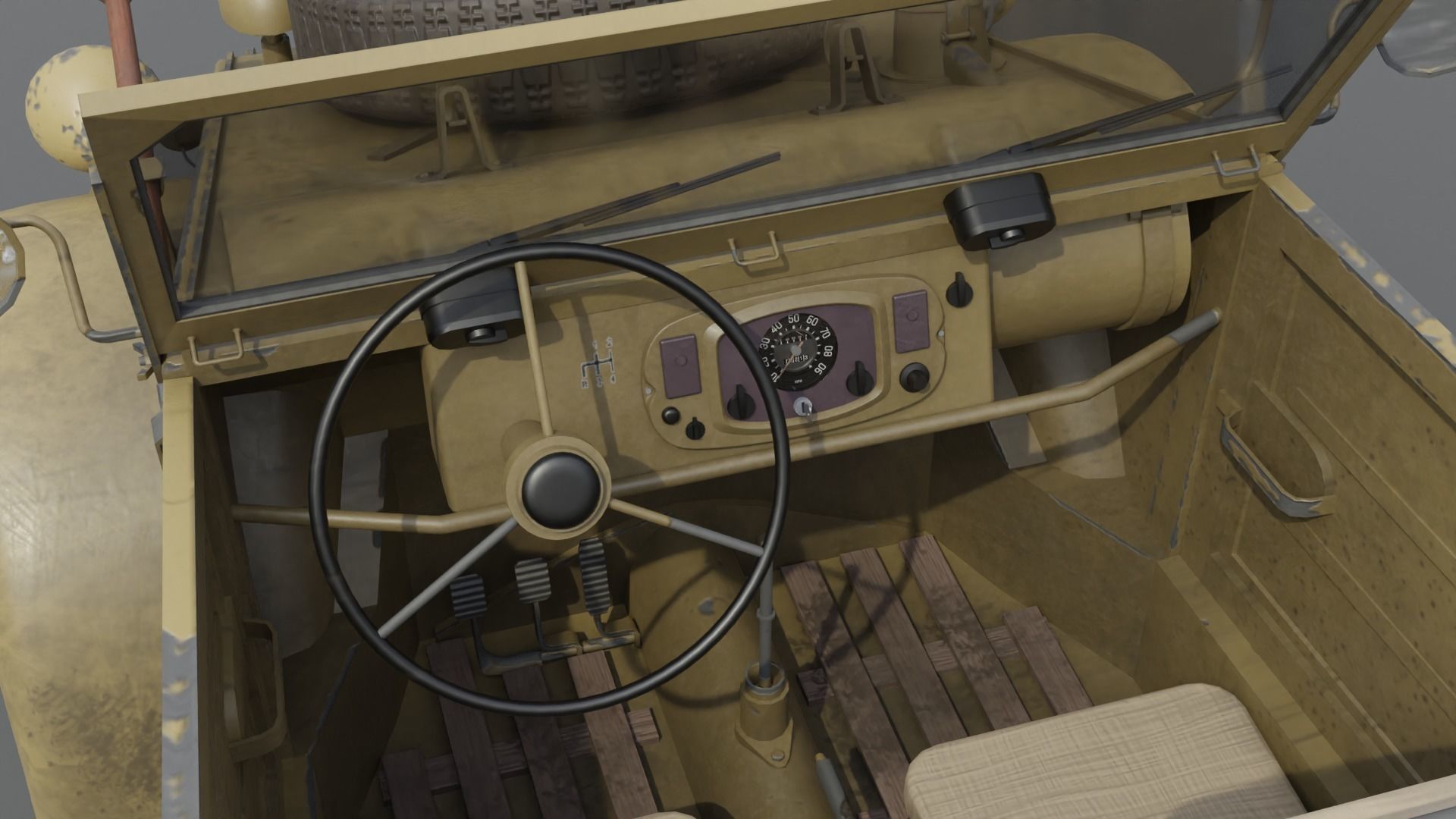 VW type 82 Kubelwagen Low-poly 3D model_11