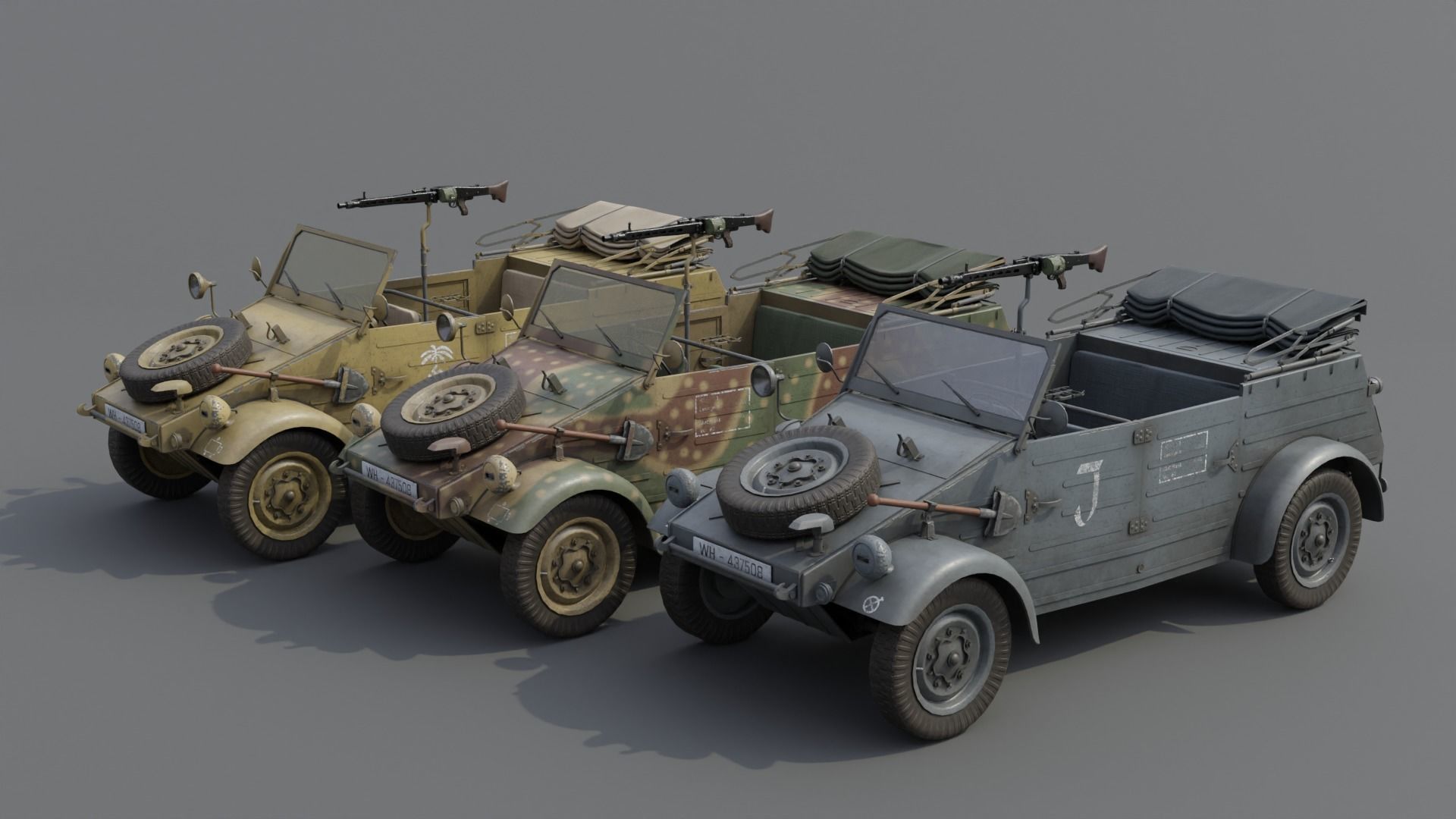 VW type 82 Kubelwagen Low-poly 3D model_3