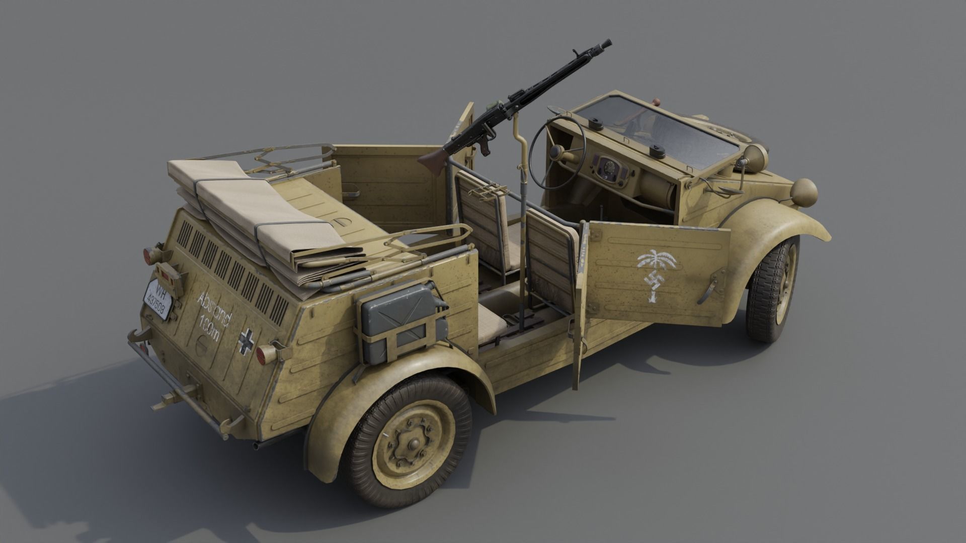VW type 82 Kubelwagen Low-poly 3D model_10