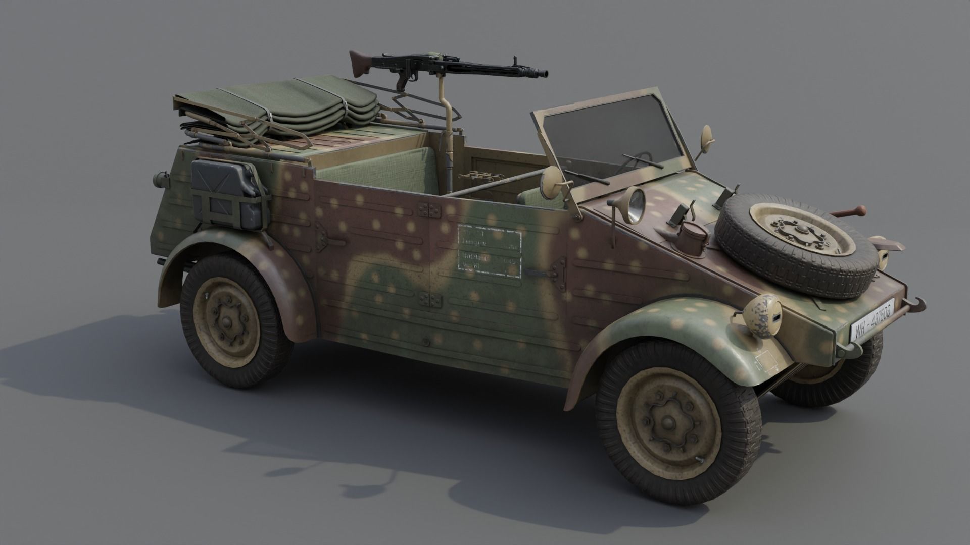 VW type 82 Kubelwagen Low-poly 3D model_23