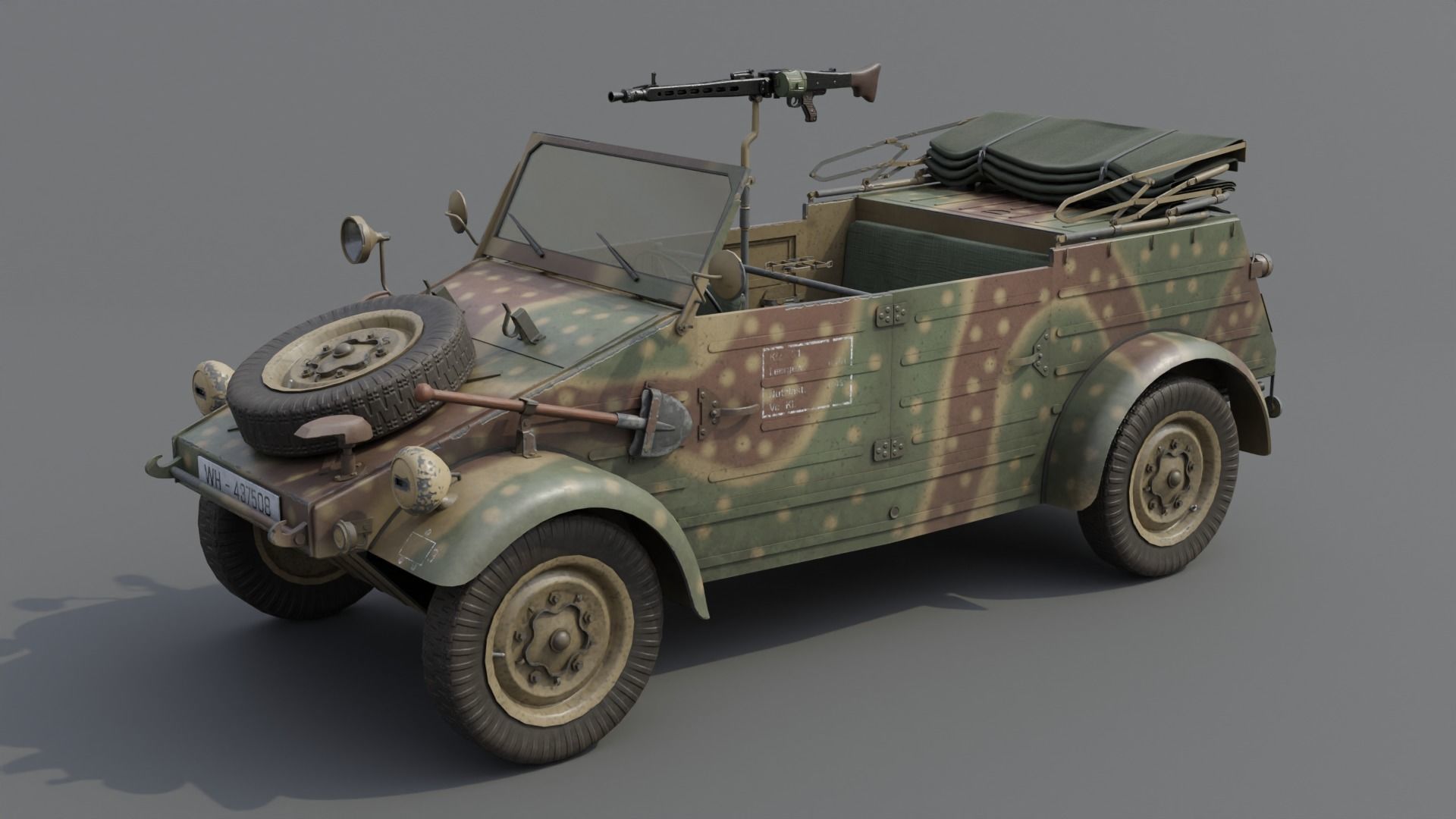 VW type 82 Kubelwagen Low-poly 3D model_2