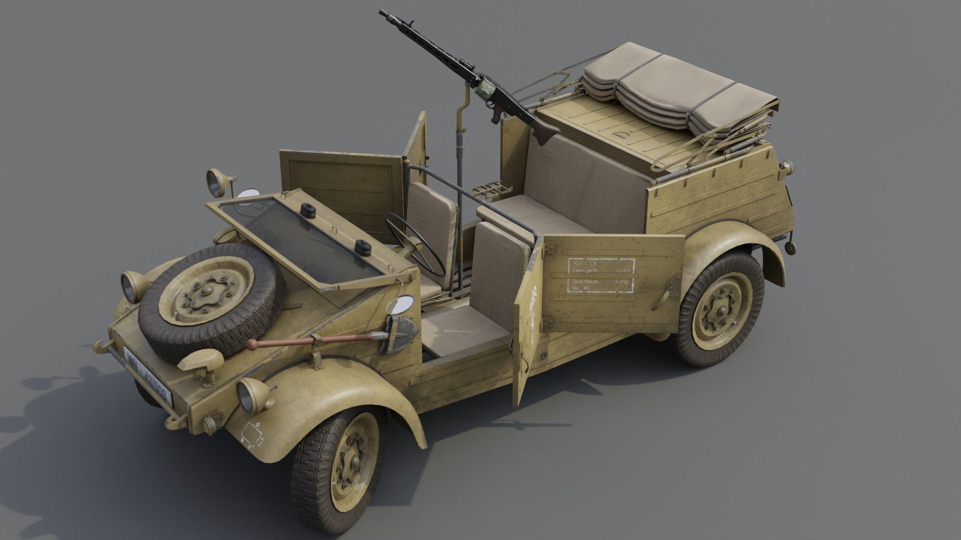 VW type 82 Kubelwagen Low-poly 3D model_9