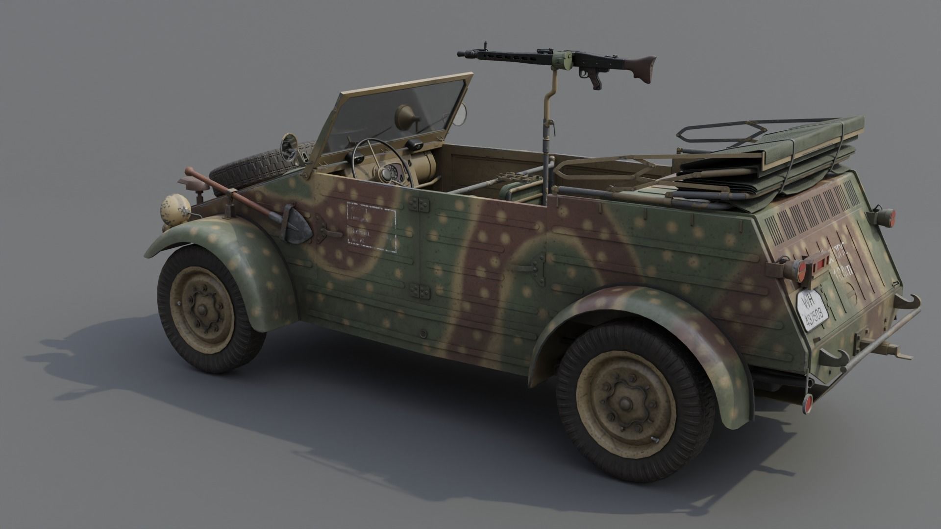 VW type 82 Kubelwagen Low-poly 3D model_27