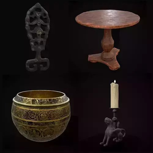 Medieval Prop Mix Fifty Eight 3D Model Collection