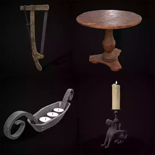 Medieval Prop Mix Fifty Nine 3D Model Collection
