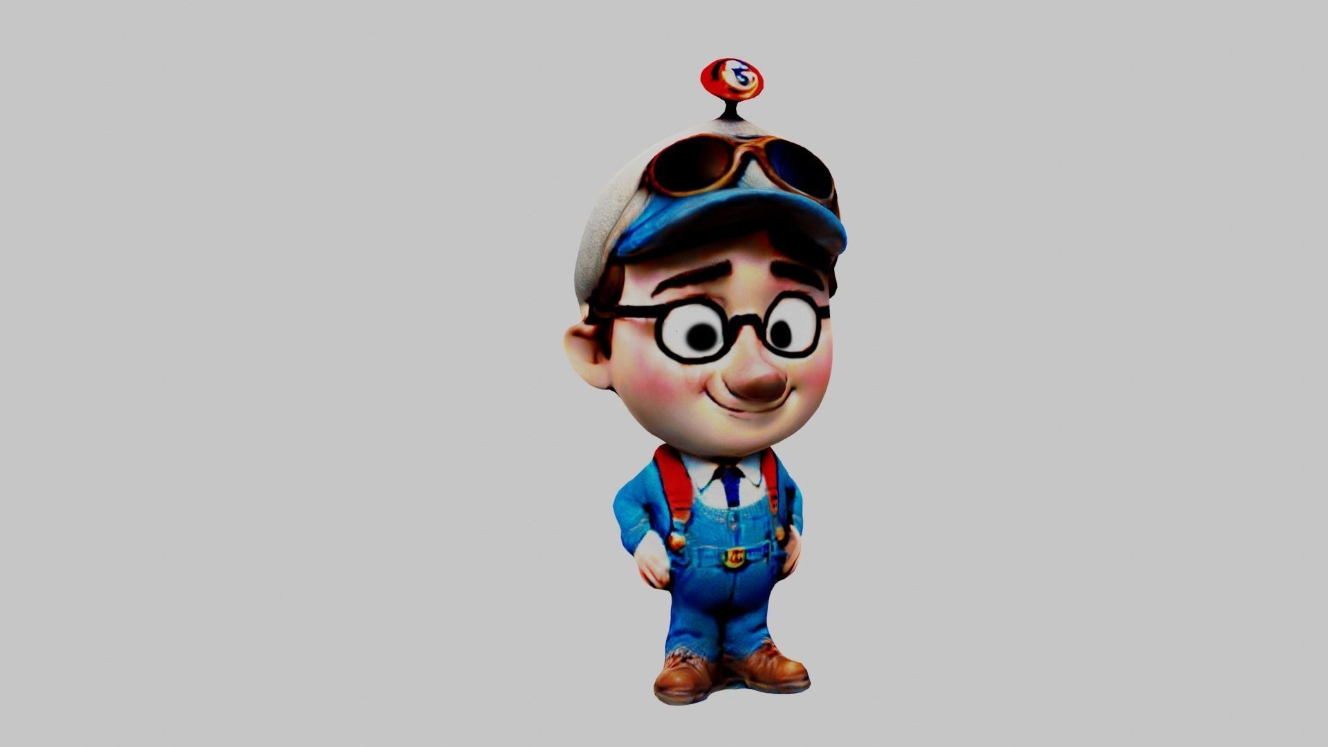 Cartoon Student Low-poly 3D model_5