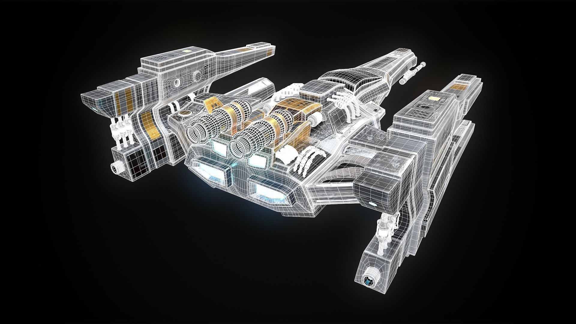 space fighter ship Free low-poly 3D model_8