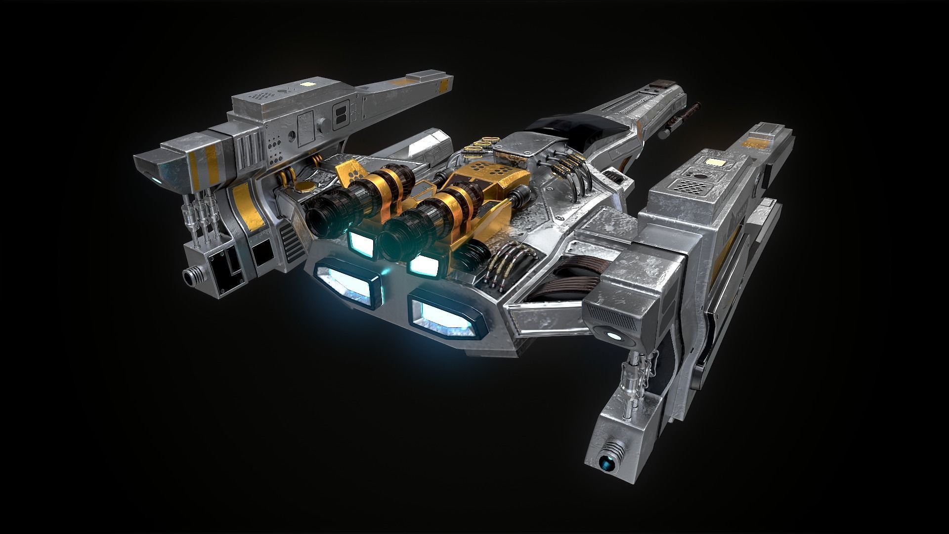 space fighter ship Free low-poly 3D model_1