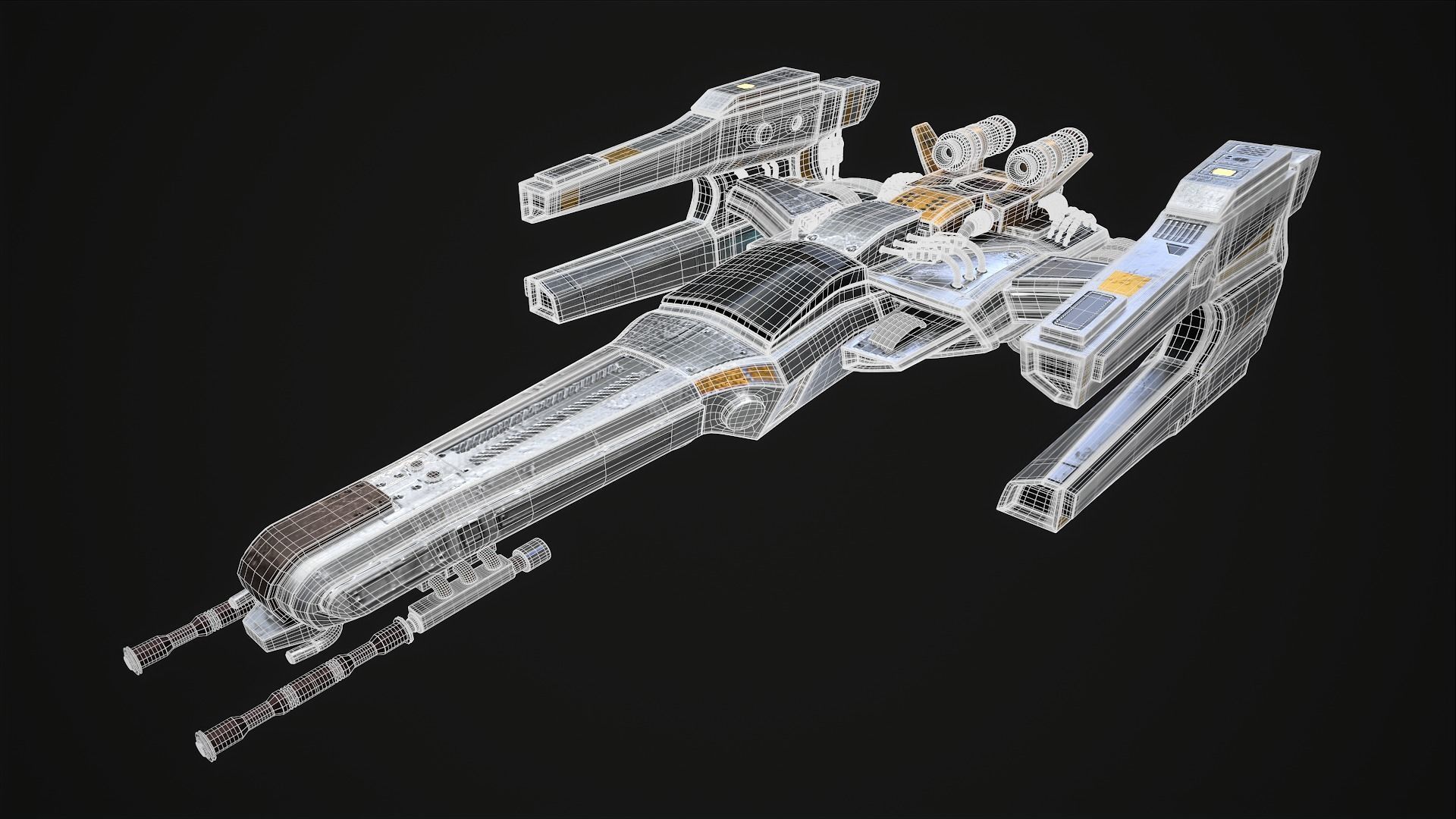 space fighter ship Free low-poly 3D model_7