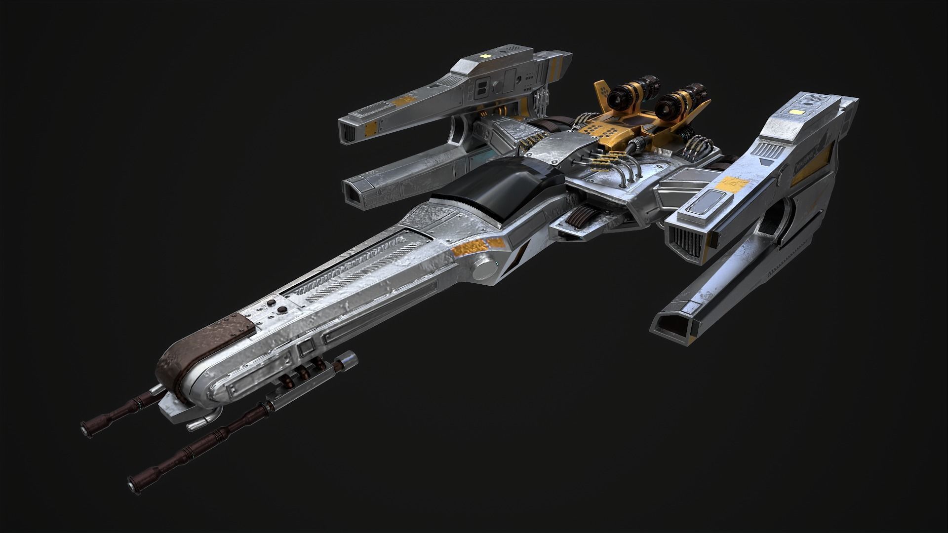 space fighter ship Free low-poly 3D model_6