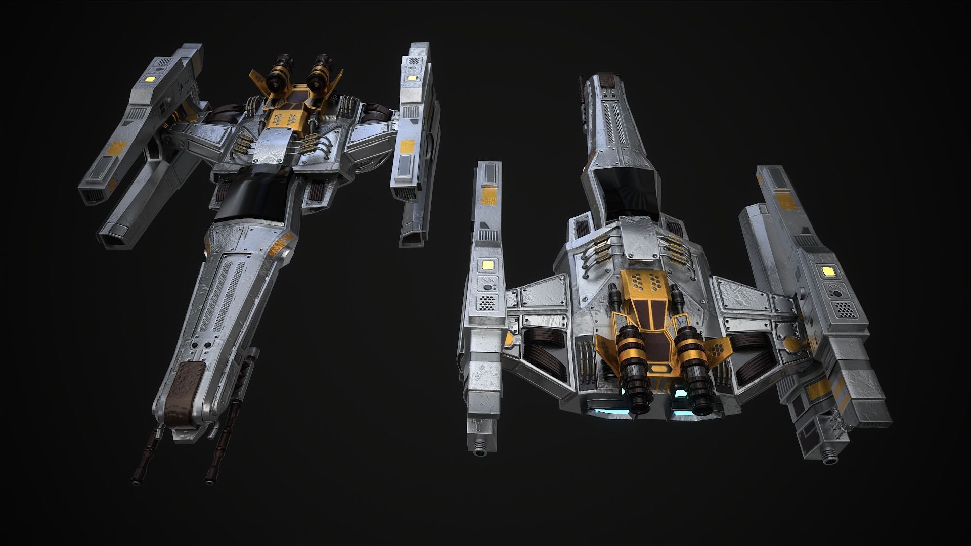 space fighter ship Free low-poly 3D model_4