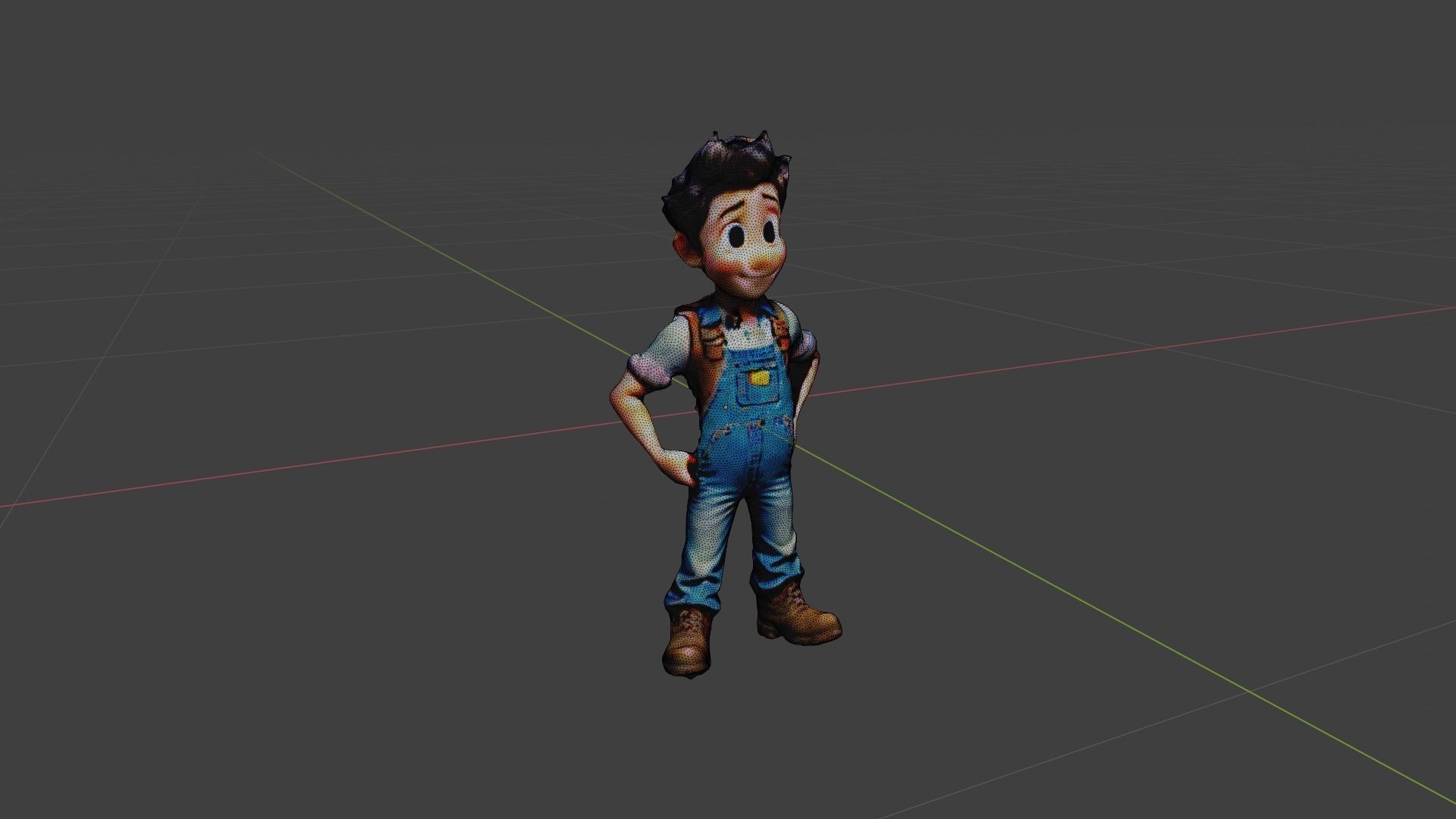 Dirty Clothed Worker Low-poly 3D model_6