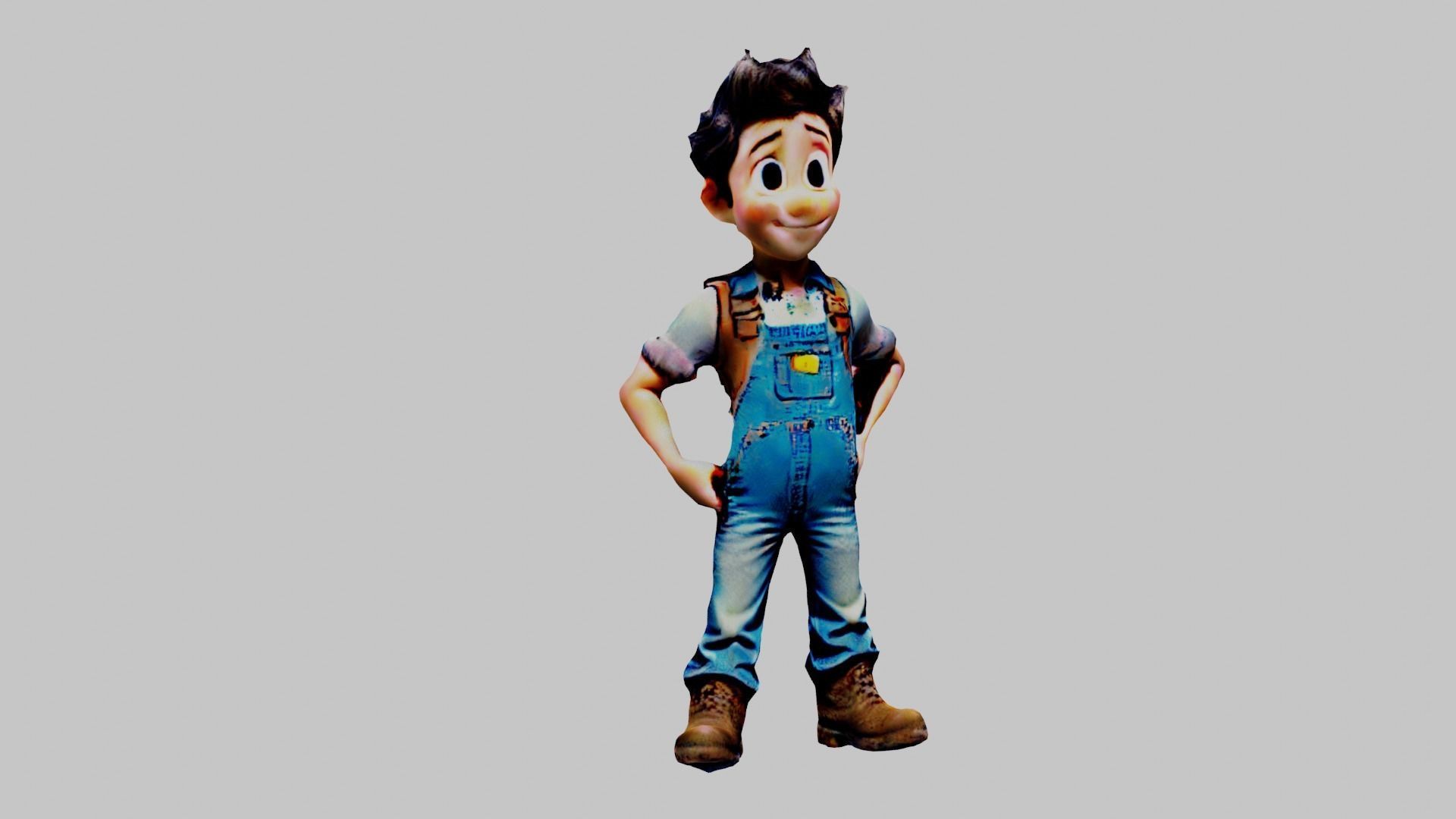 Dirty Clothed Worker Low-poly 3D model_5