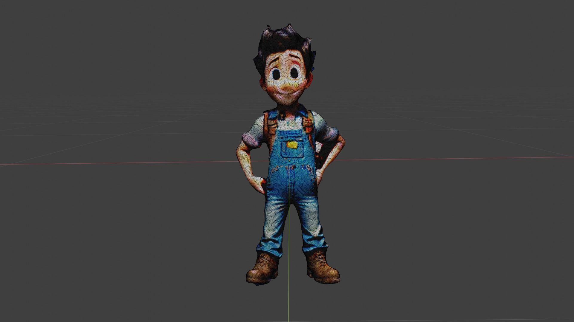 Dirty Clothed Worker Low-poly 3D model_7