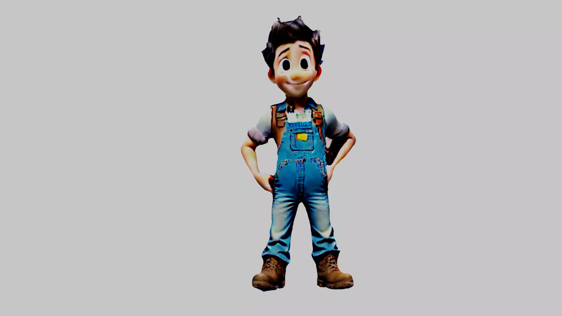 Dirty Clothed Worker Low-poly 3D model_0