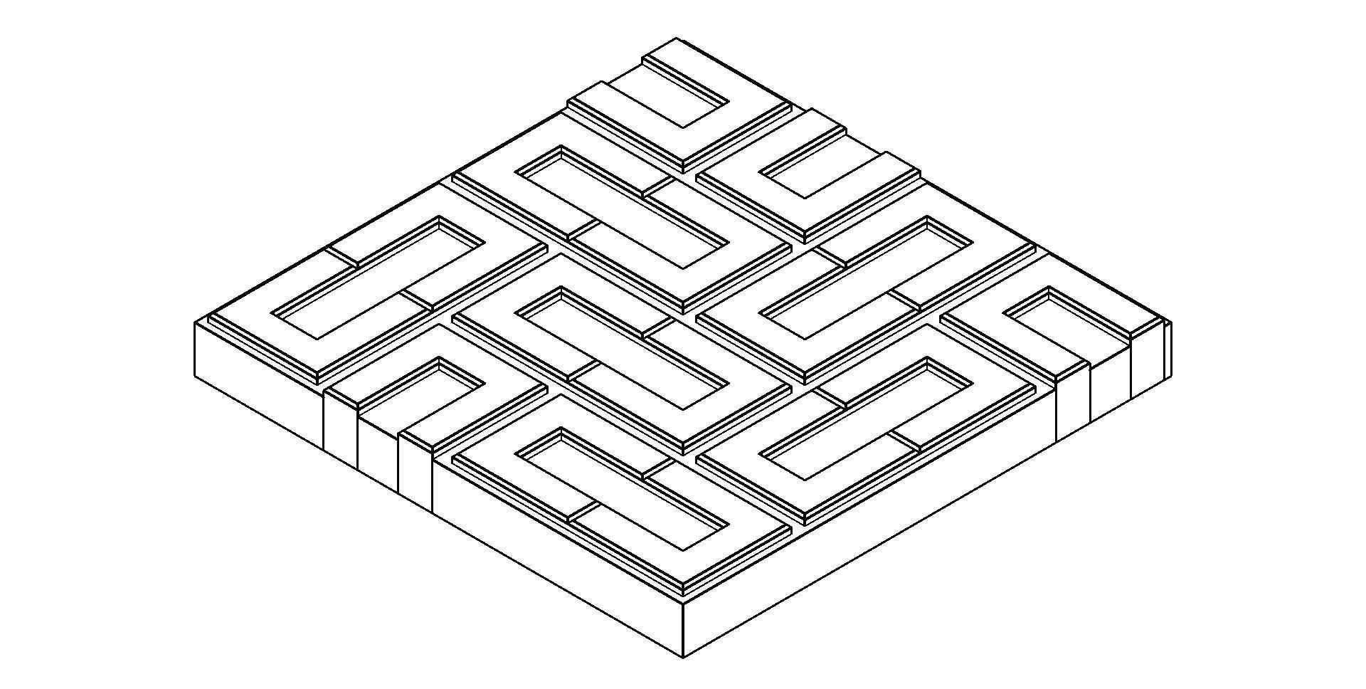 Rectangular Hollow Core Paver Harringbone 3D model_4