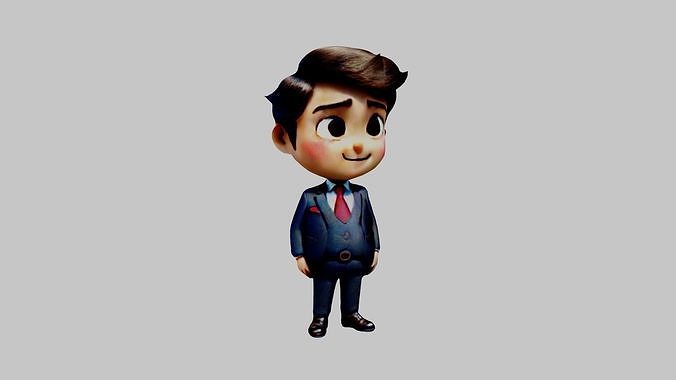 Boy in Suit Low-poly 3D model
