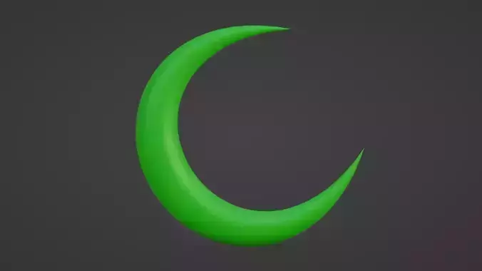 Green Crescent Moon Low-poly 3D model