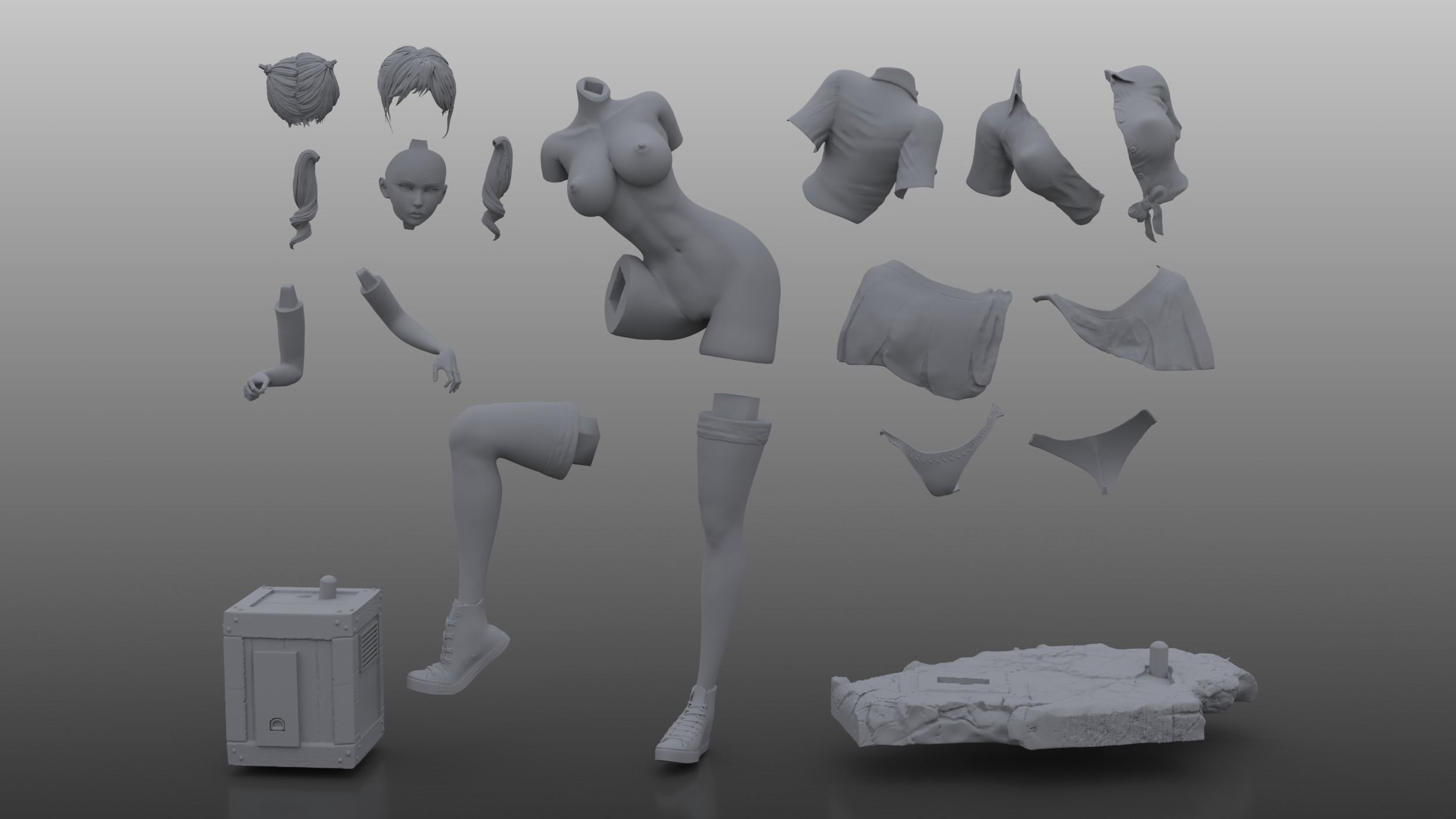 Pink Skirt 3D print model - Sweetie girl 3D print model_7