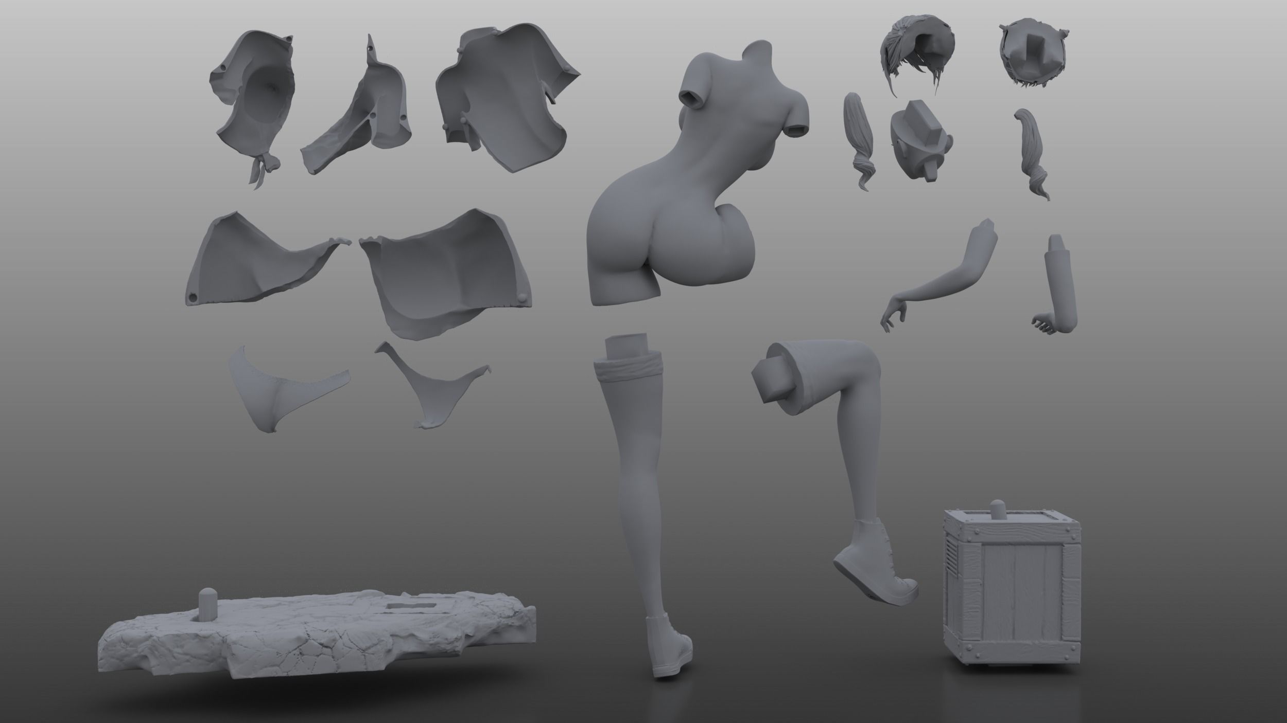 Pink Skirt 3D print model - Sweetie girl 3D print model_8