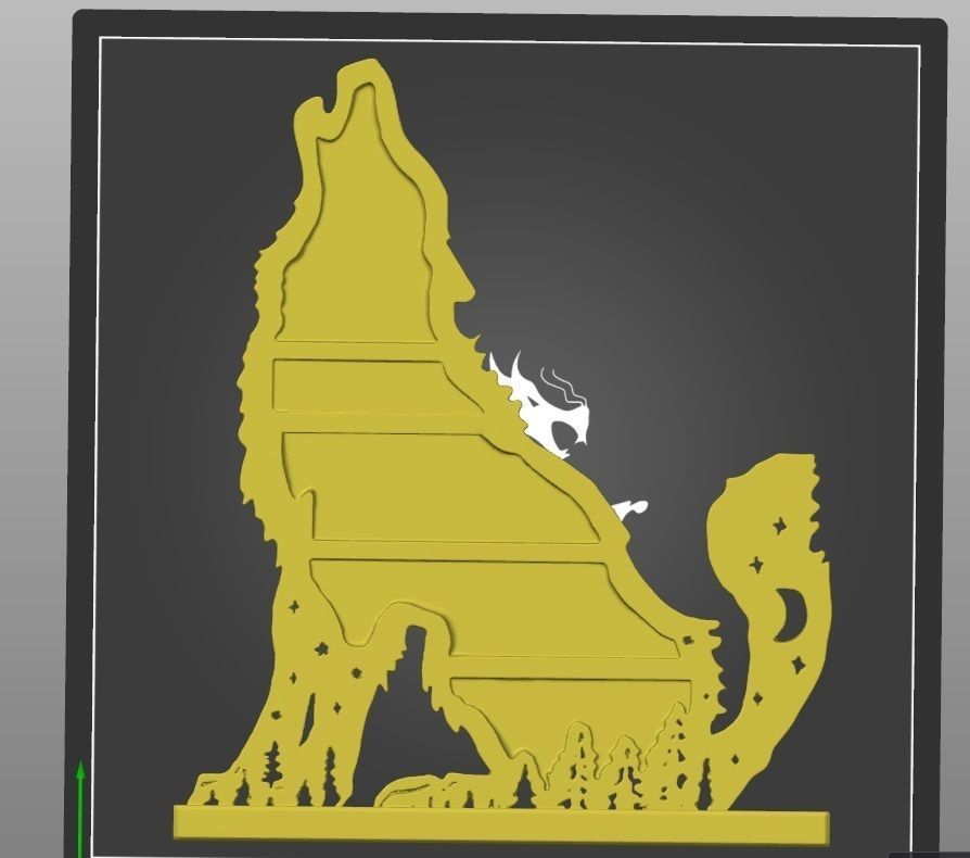 wolf crystal display 3D print model_2