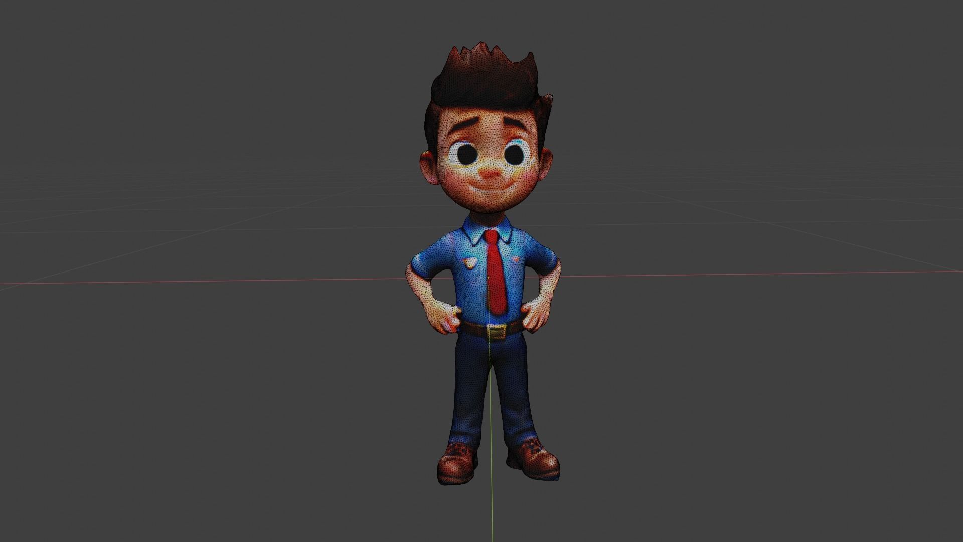Cartoon Business Man Low-poly 3D model_7
