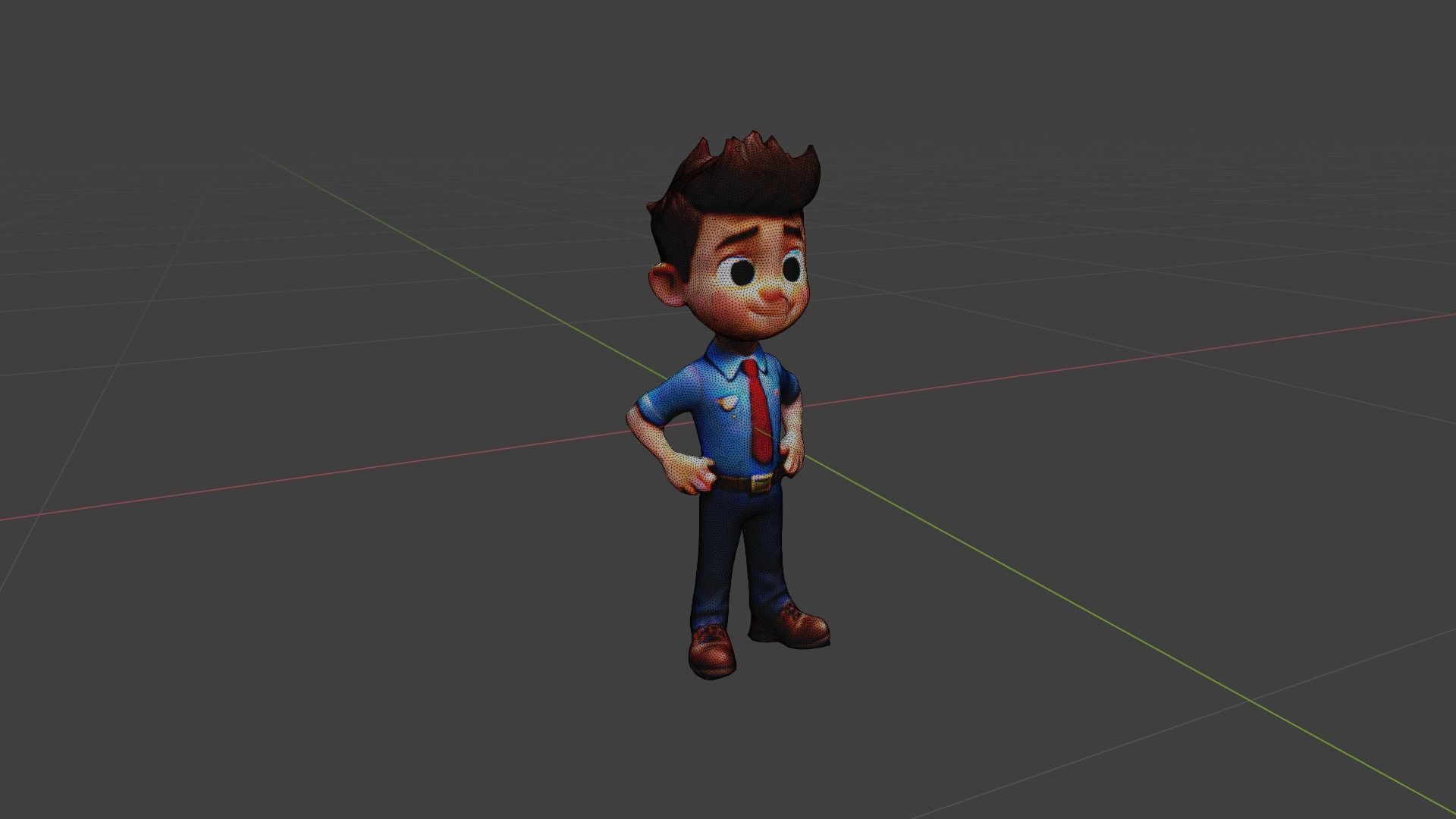 Cartoon Business Man Low-poly 3D model_6