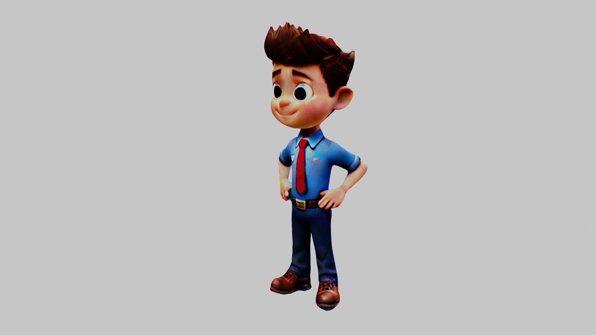 Cartoon Business Man Low-poly 3D model_2