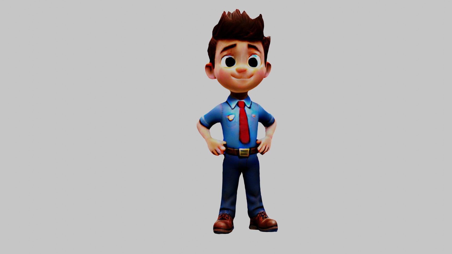 Cartoon Business Man Low-poly 3D model_1