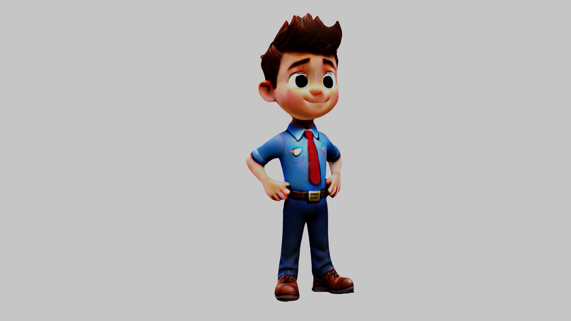 Cartoon Business Man Low-poly 3D model_5