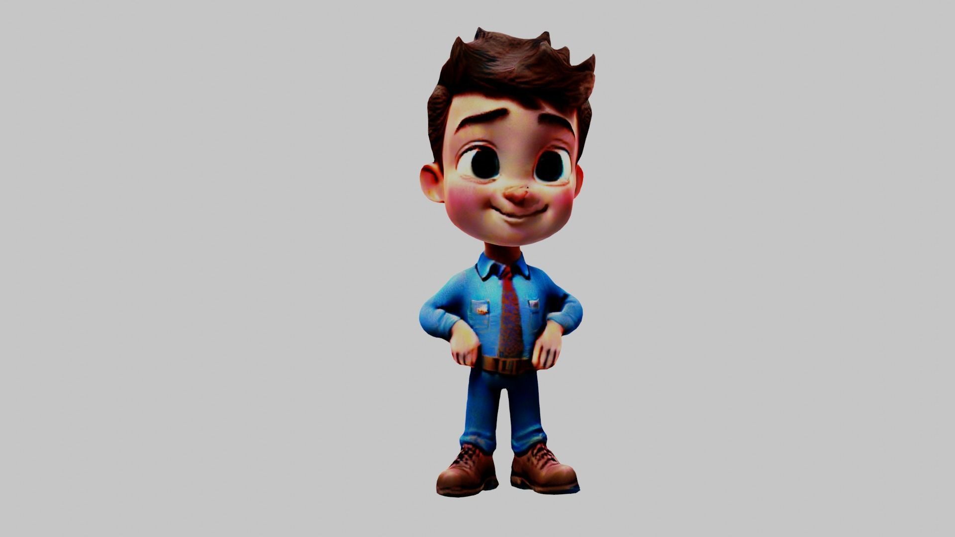 Cartoon Boy Low-poly 3D model_1