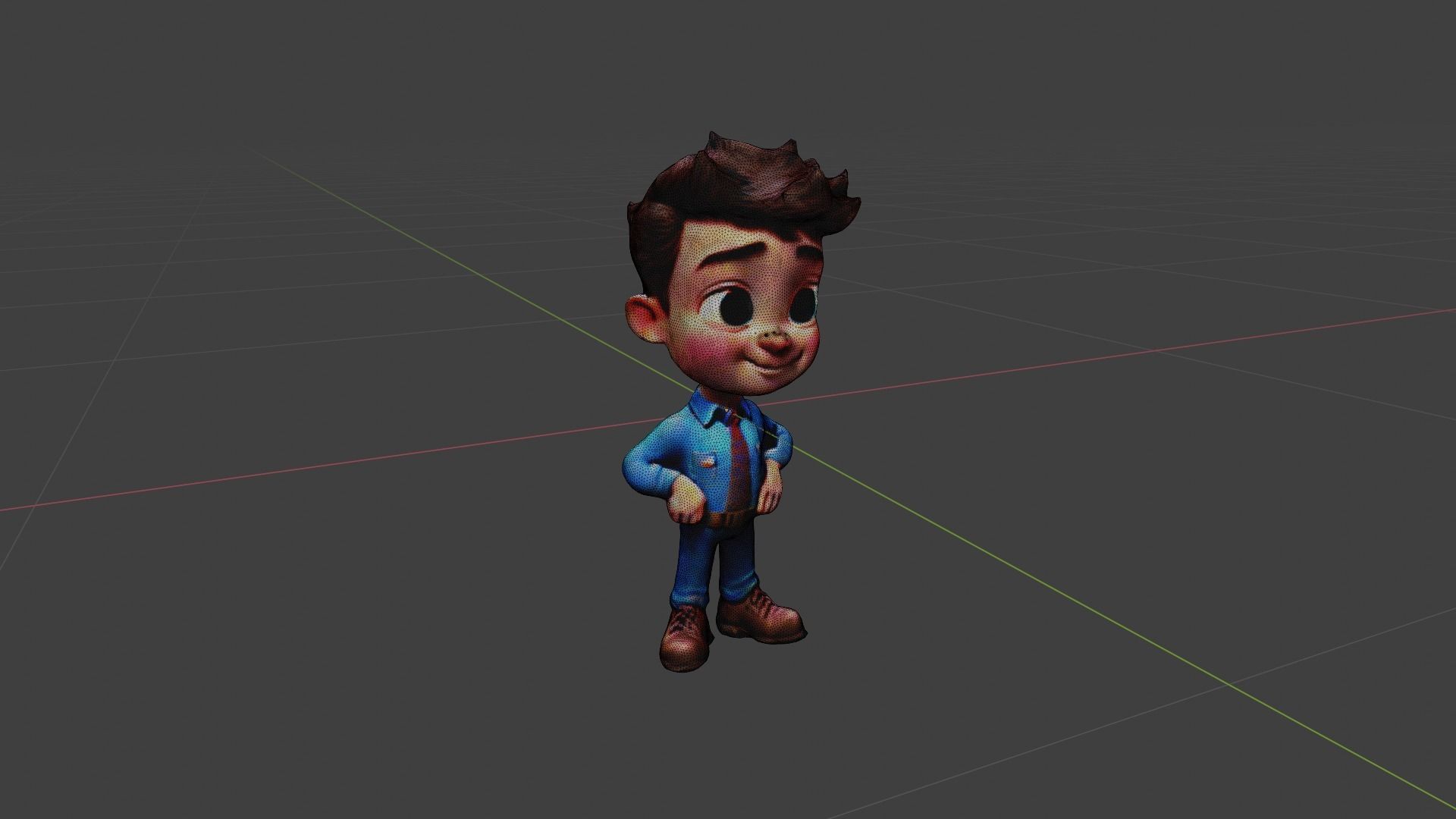 Cartoon Boy Low-poly 3D model_6