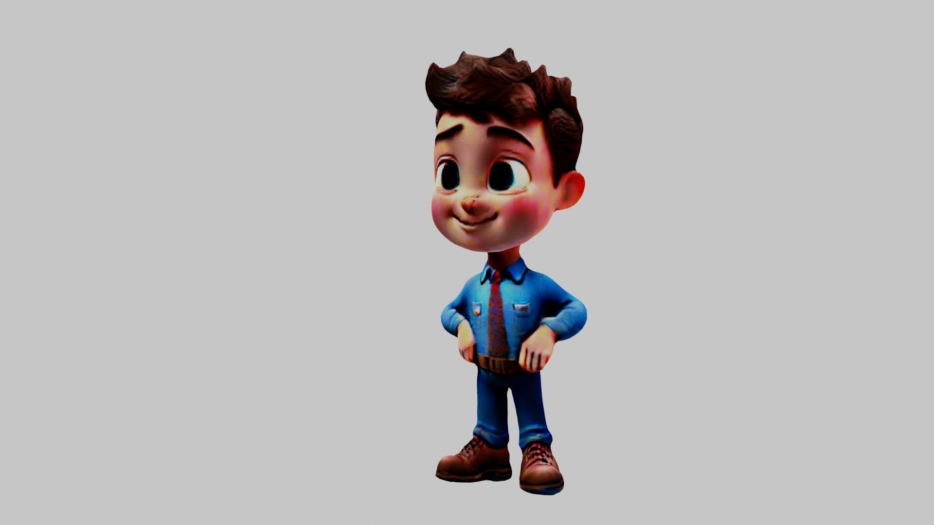 Cartoon Boy Low-poly 3D model_4