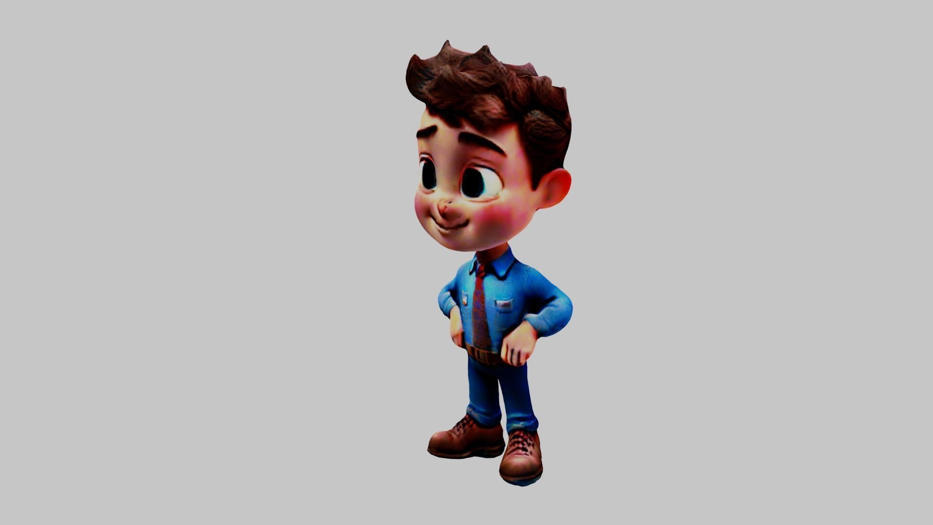 Cartoon Boy Low-poly 3D model_2