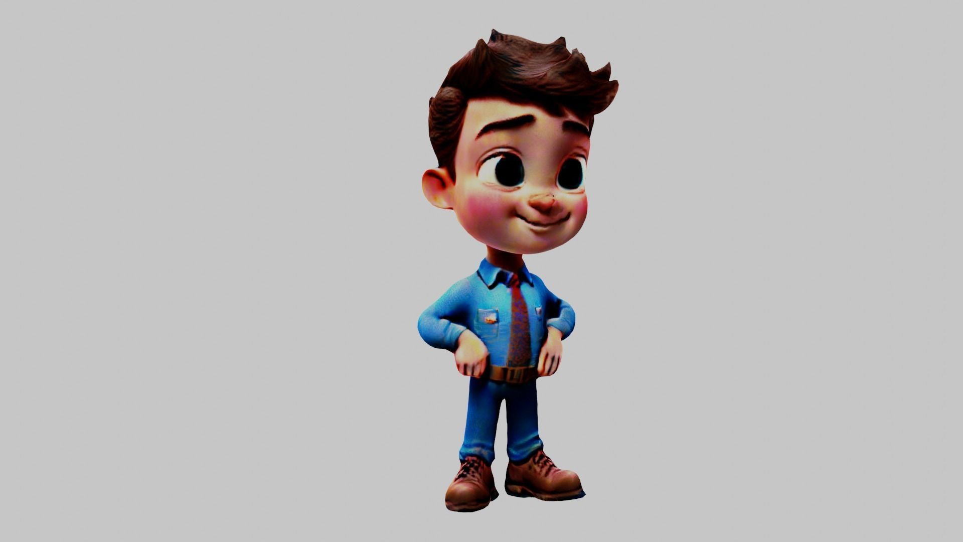 Cartoon Boy Low-poly 3D model_5