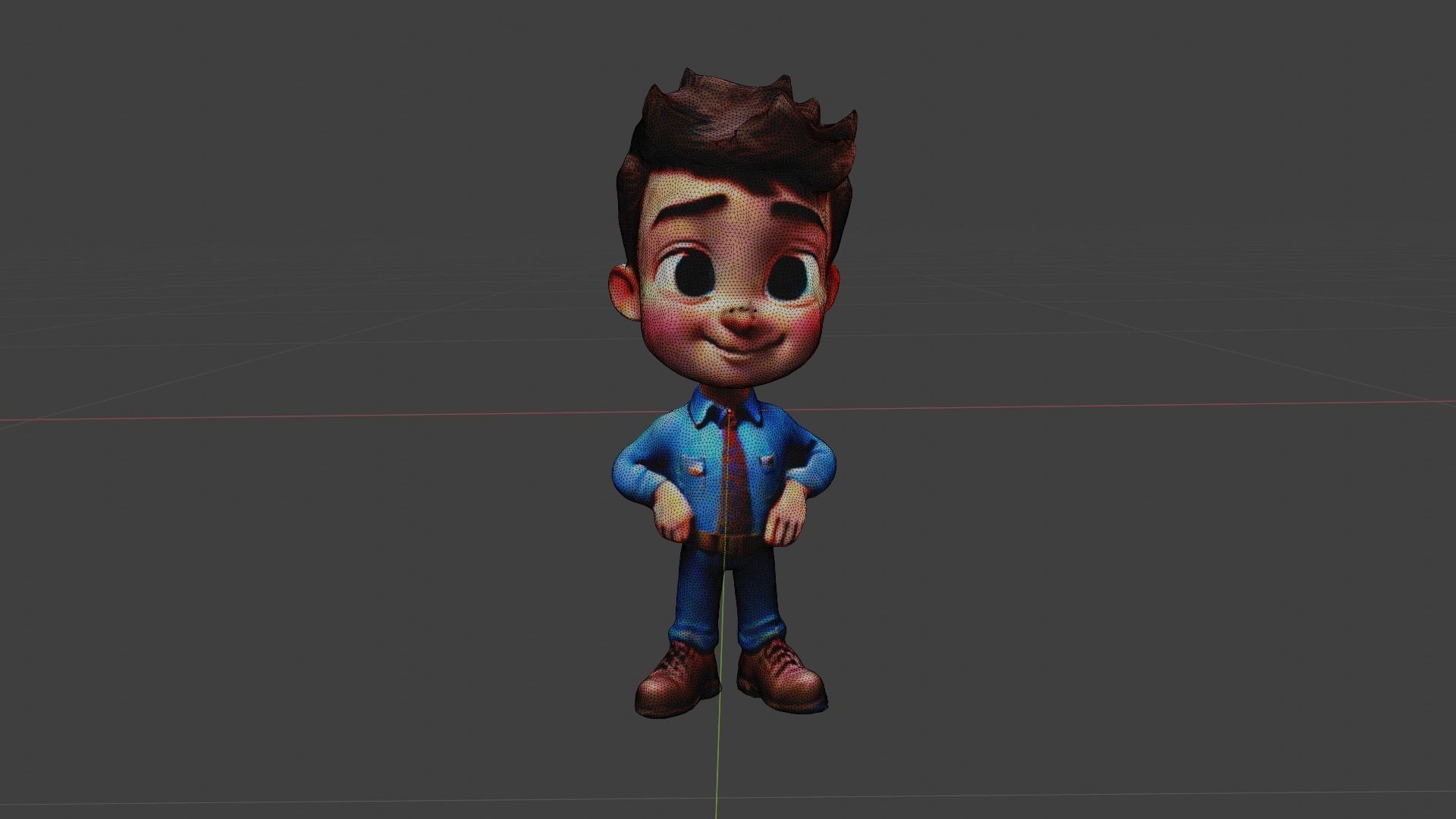 Cartoon Boy Low-poly 3D model_7