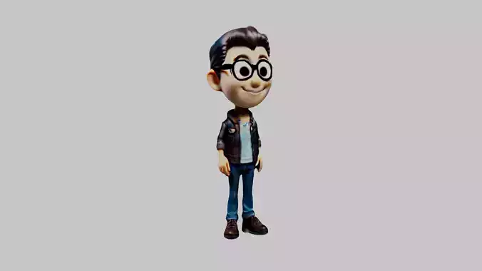 Cartoon Boy with Glasses